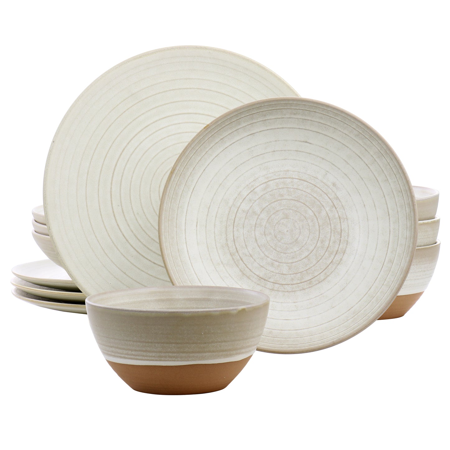 Gibson Elite 12 Piece Dreamweaver Round Earthenware Dinnerware Set in Matte Whi
