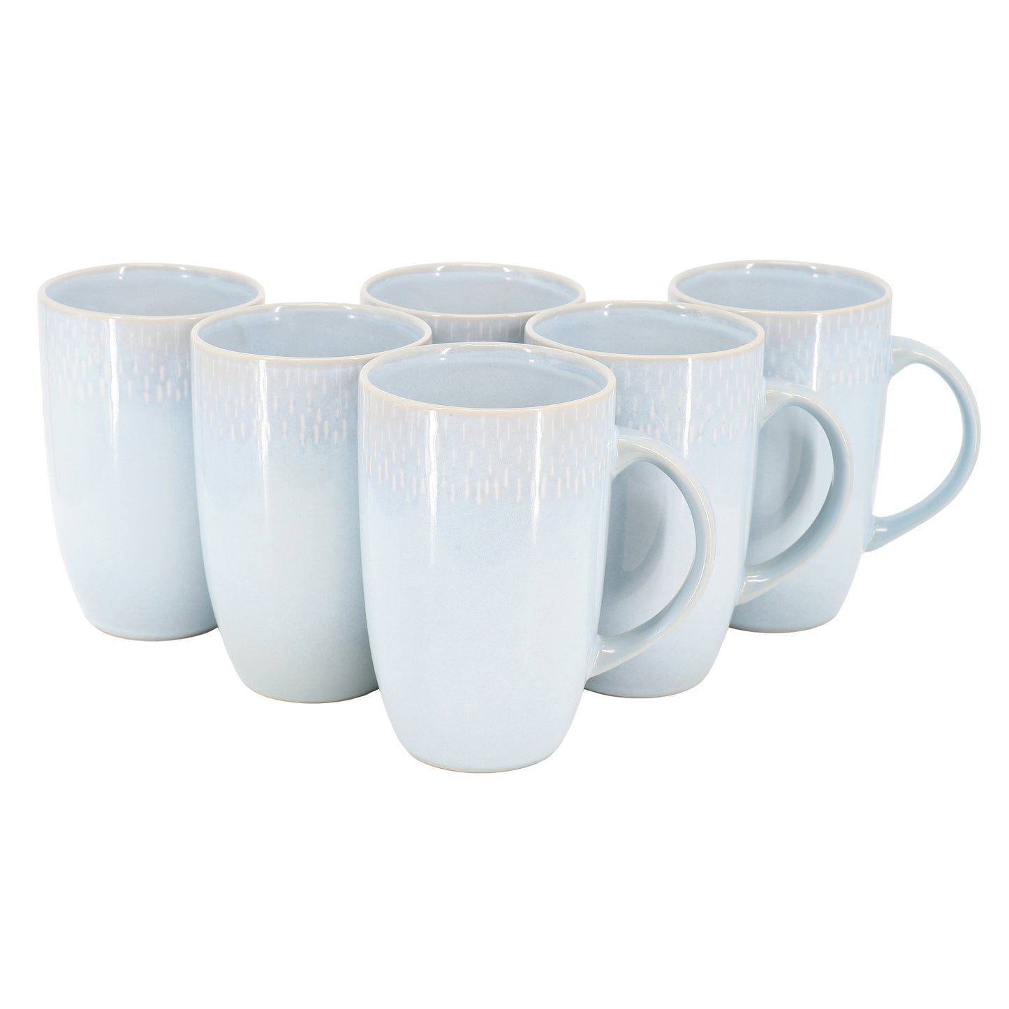 Meritage Jasper 6 Piece 22 oz Stoneware Tall Latte Cup Set in Ski Blue