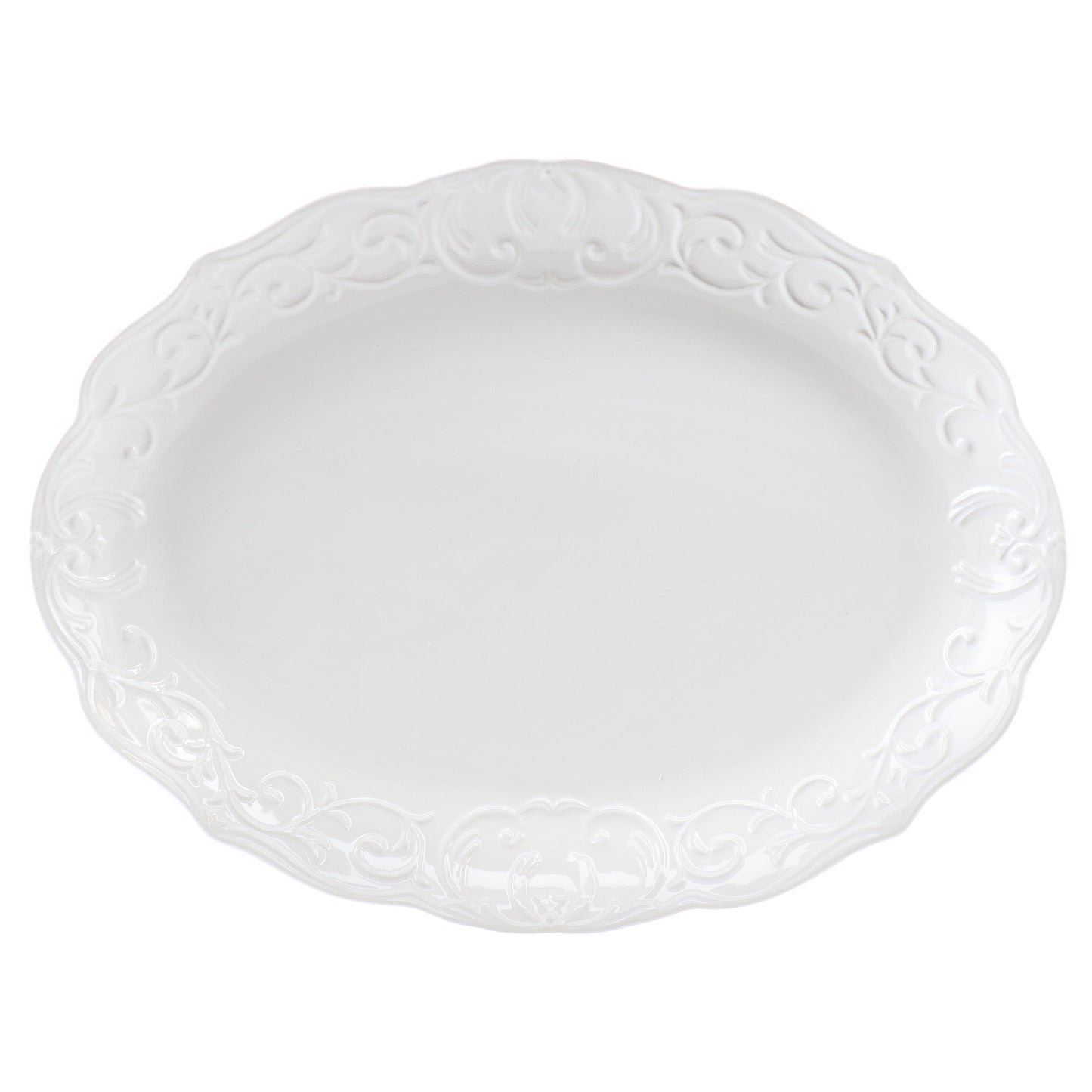 Gibson Home Bountiful Joy 18.75 x 14" Durastone Oval Platter in White