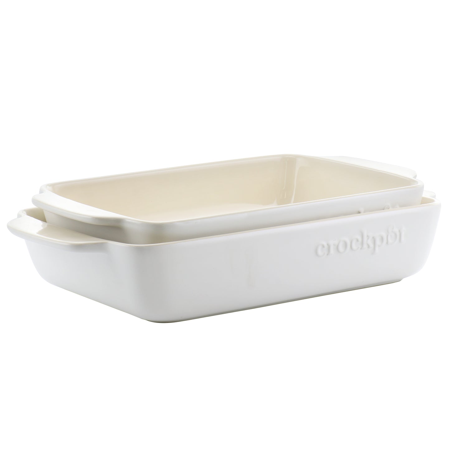 Crockpot Artisan 2.5 Qt & 3.5 Qt Rectangular Stoneware Bake Pan Set in Cream