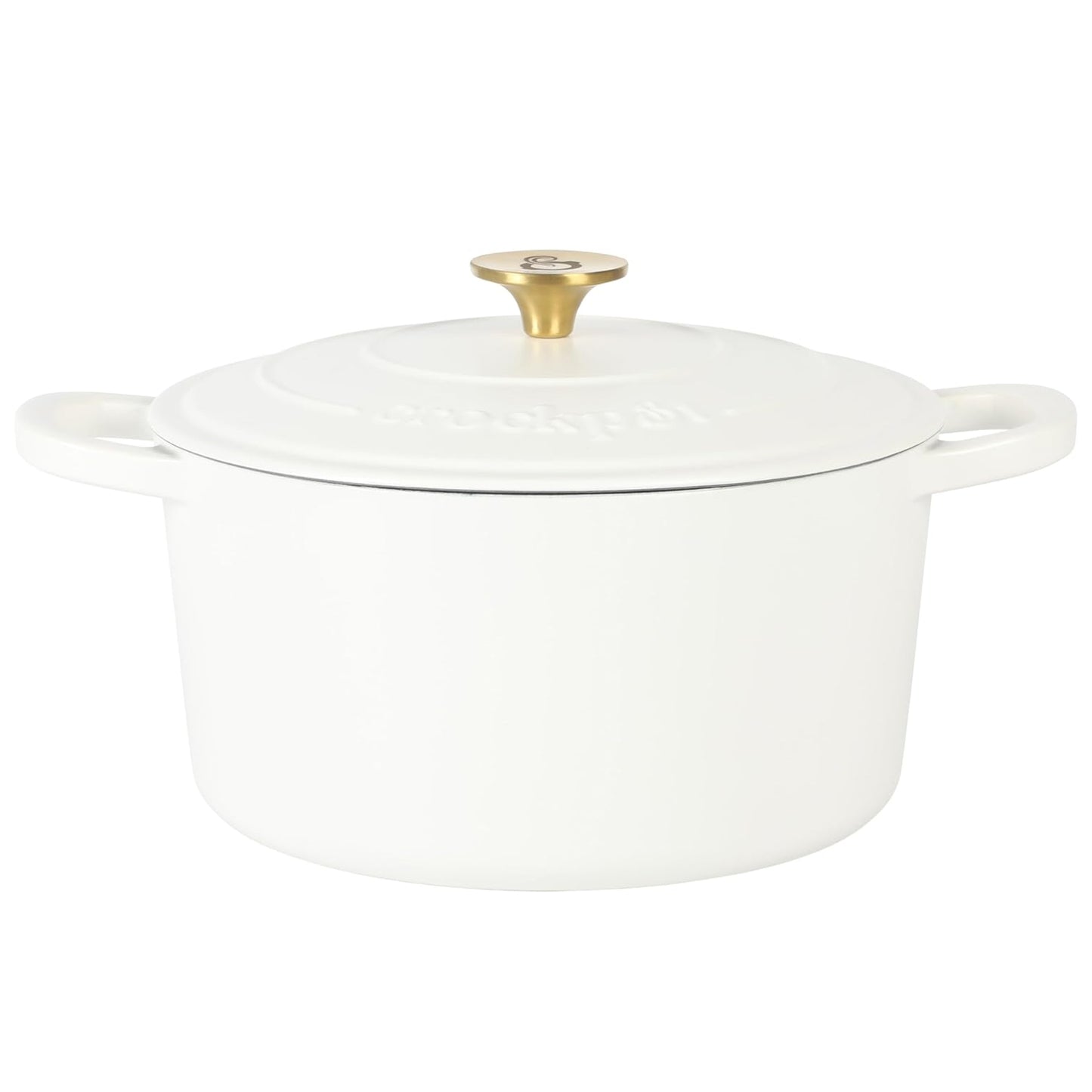Crockpot Artisan 5 Quart Round Enameled Cast Iron Dutch Oven w Lid in Linen