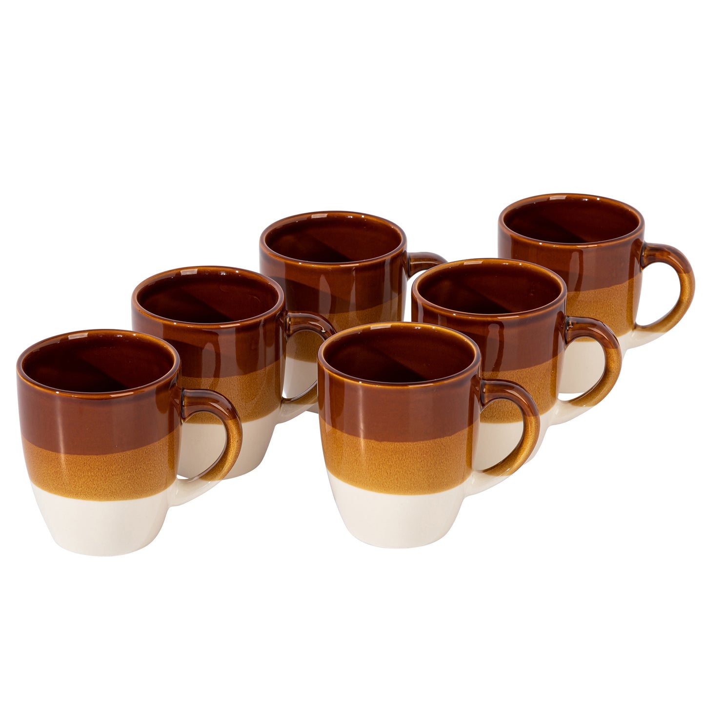 Gibson Home Yellowstone 6 Piece 12 oz Stoneware Mug Set in Brown & White