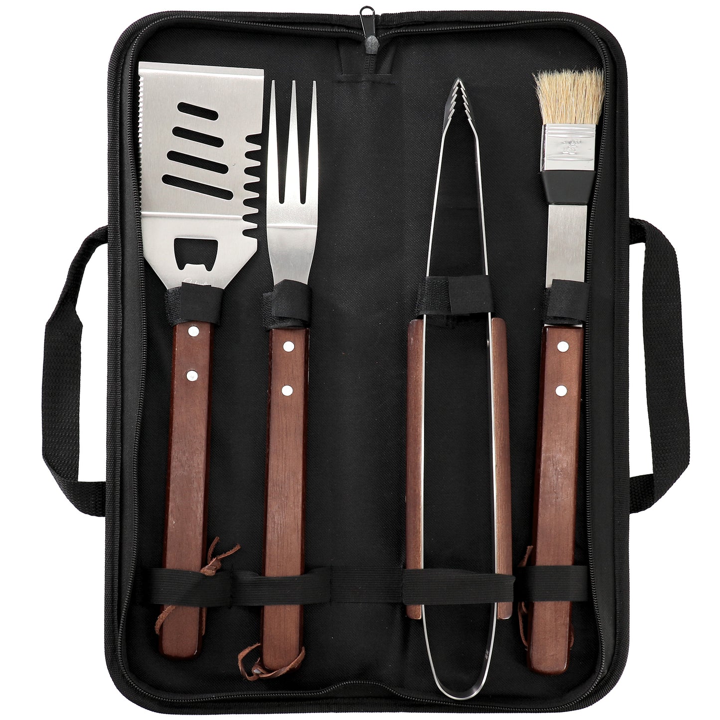 Gibson Home Barbecue Basics 5 Piece Stainless Steel BBQ Tool Set w Wood Handles