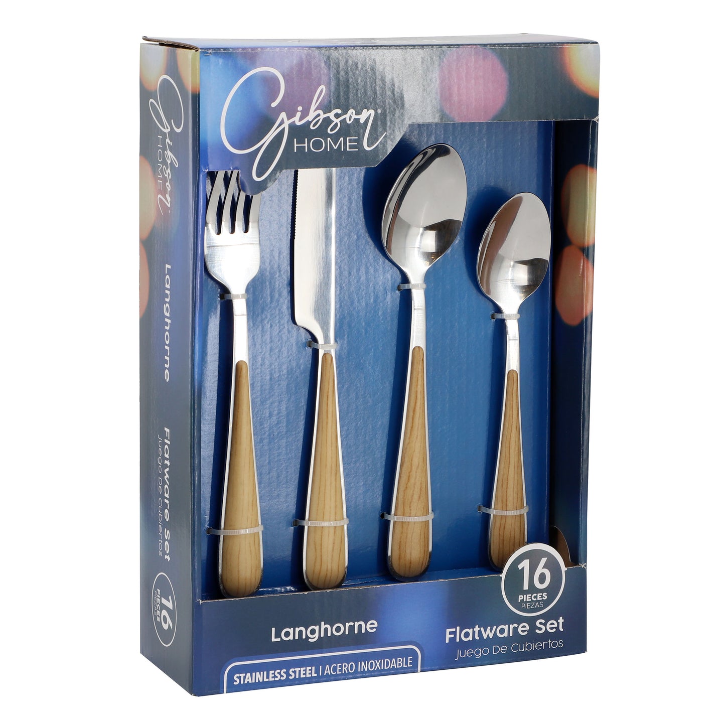 Gibson Home 16 Piece Langhorne Stainless Steel Flatware Set in Brown & Silver