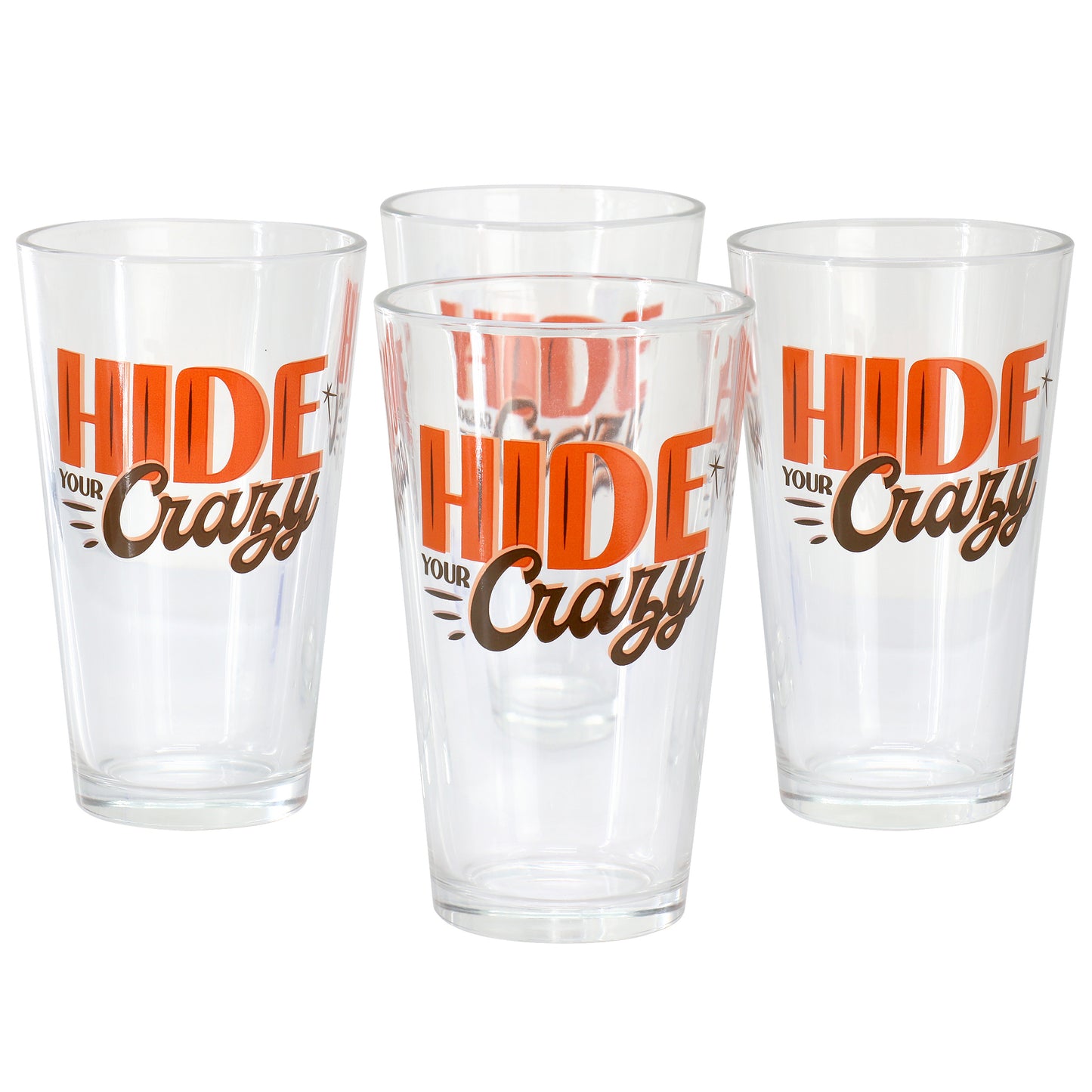Wanda June Home by Miranda Lambert Hide Your Crazy 4 Piece 16 oz Glass Tumbler