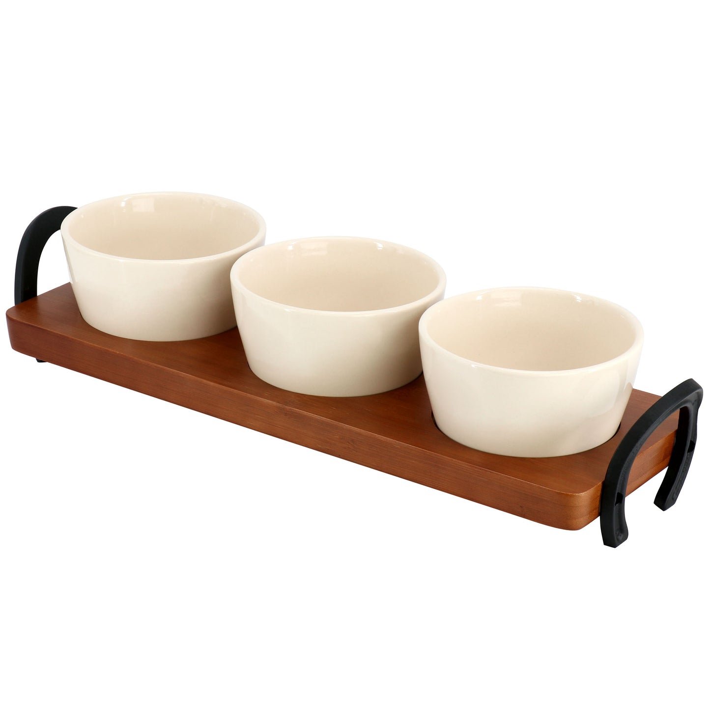 Wanda June Home 4 Piece 15" Bamboo Tray & Condiment Server Set in Golden Brown