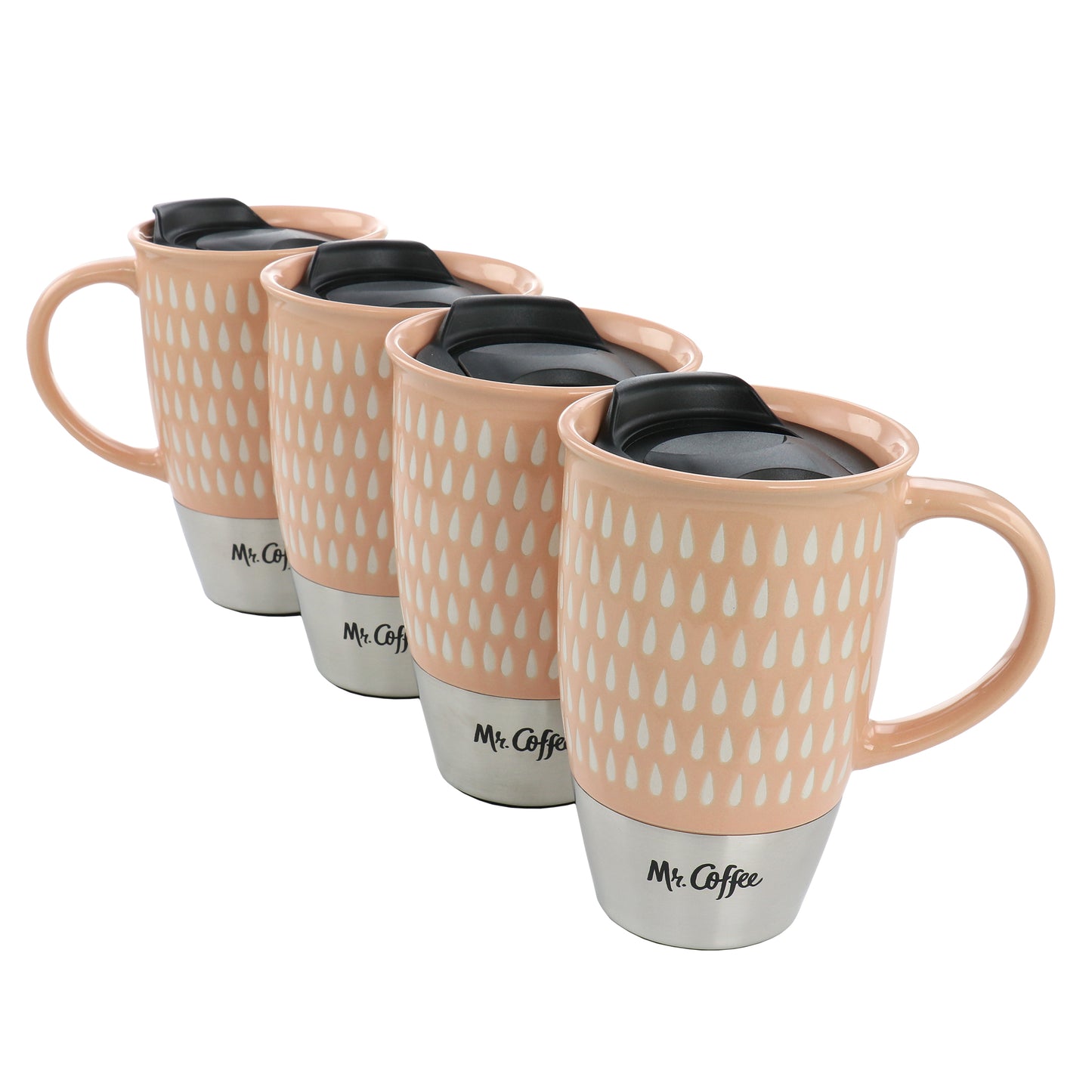 Mr. Coffee Coupleton Teardrop 4 Piece 15 oz Stoneware & Stainless Steel Travel
