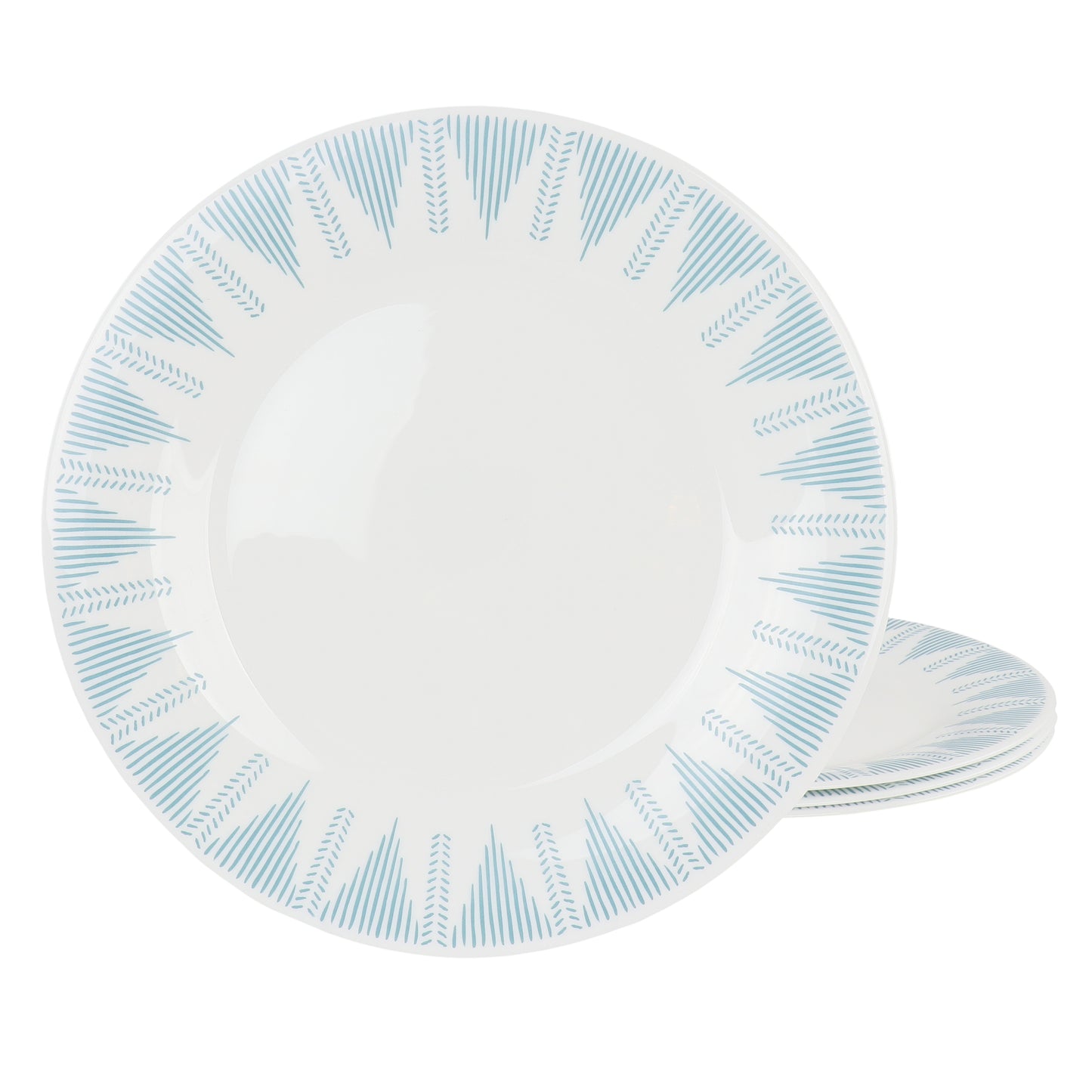 Ultra by Gibson Piper Point 4 Piece 10" Round Tempered Opal Glass Dinner Plate