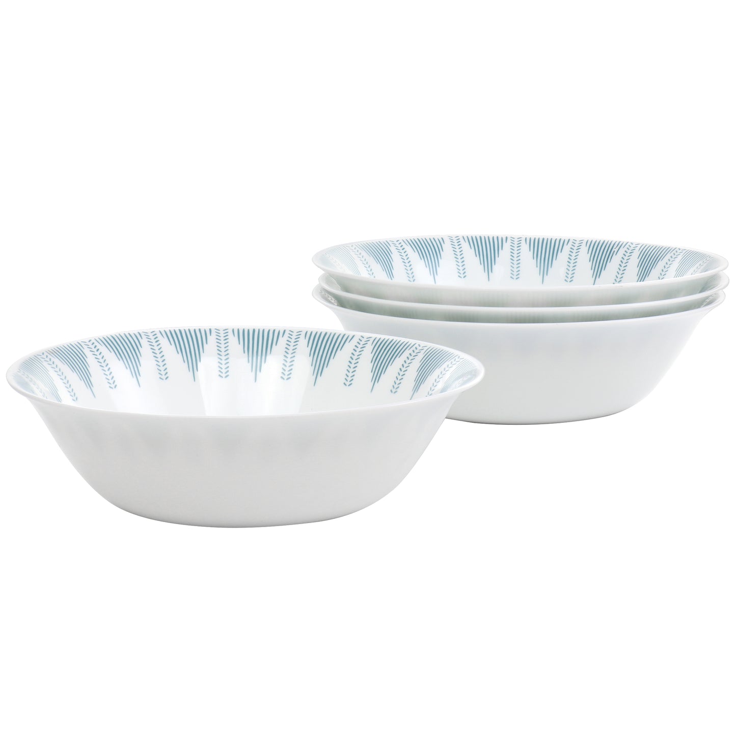 Ultra by Gibson Piper Point 4 Piece 6.5" Round Tempered Opal Glass Fruit Bowl S