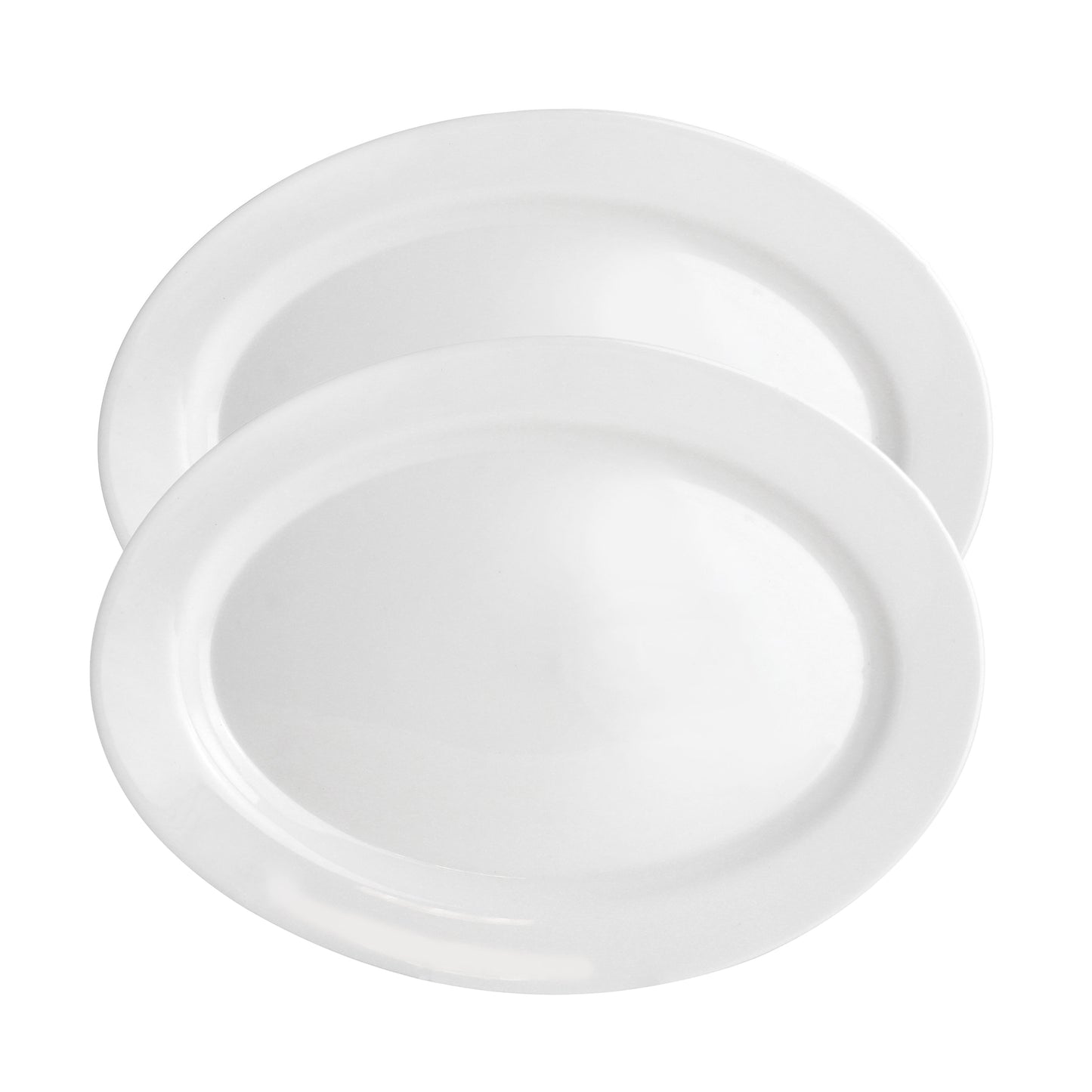 Ultra by Gibson White Shadow 2 Piece 14" Oval Tempered Opal Glass Serving Platt