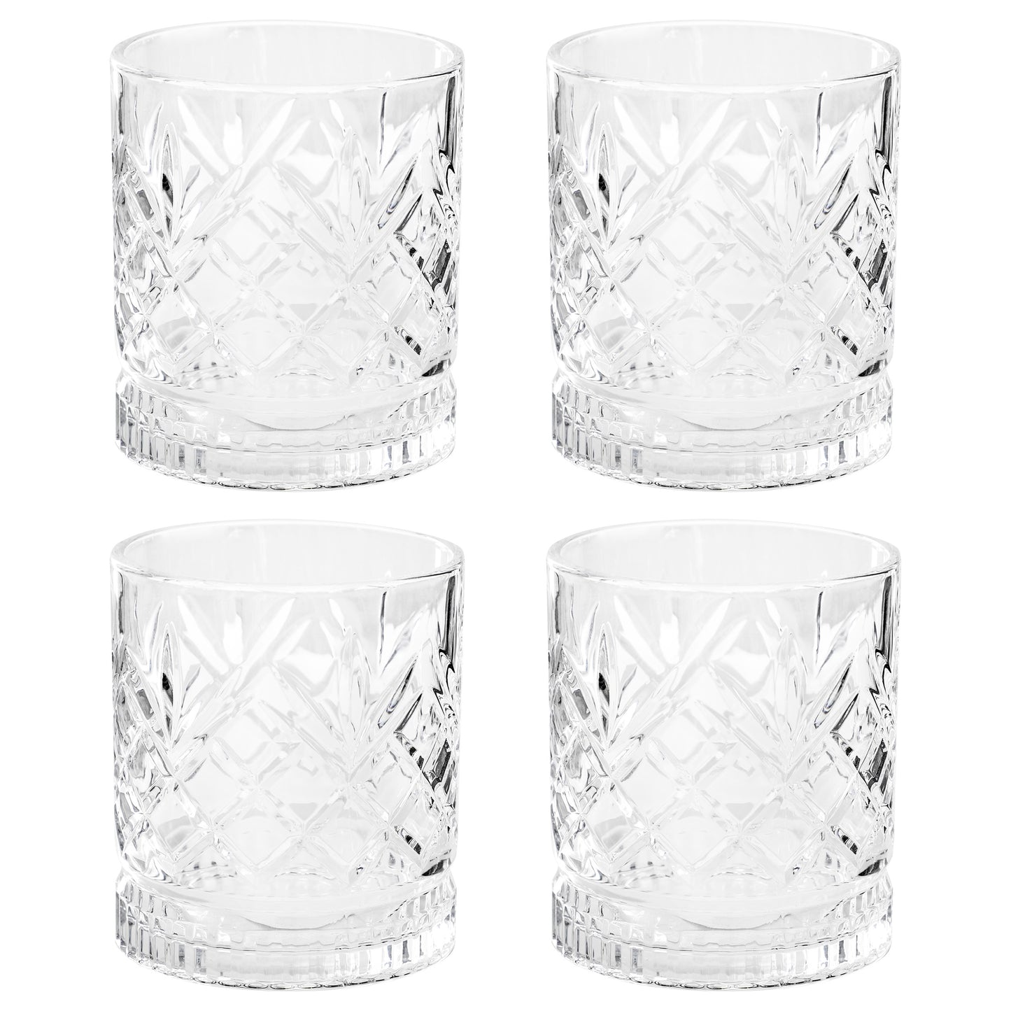 Gibson Home 4 Piece 13 oz Diamond Embossed Double Old Fashioned Glassware Set