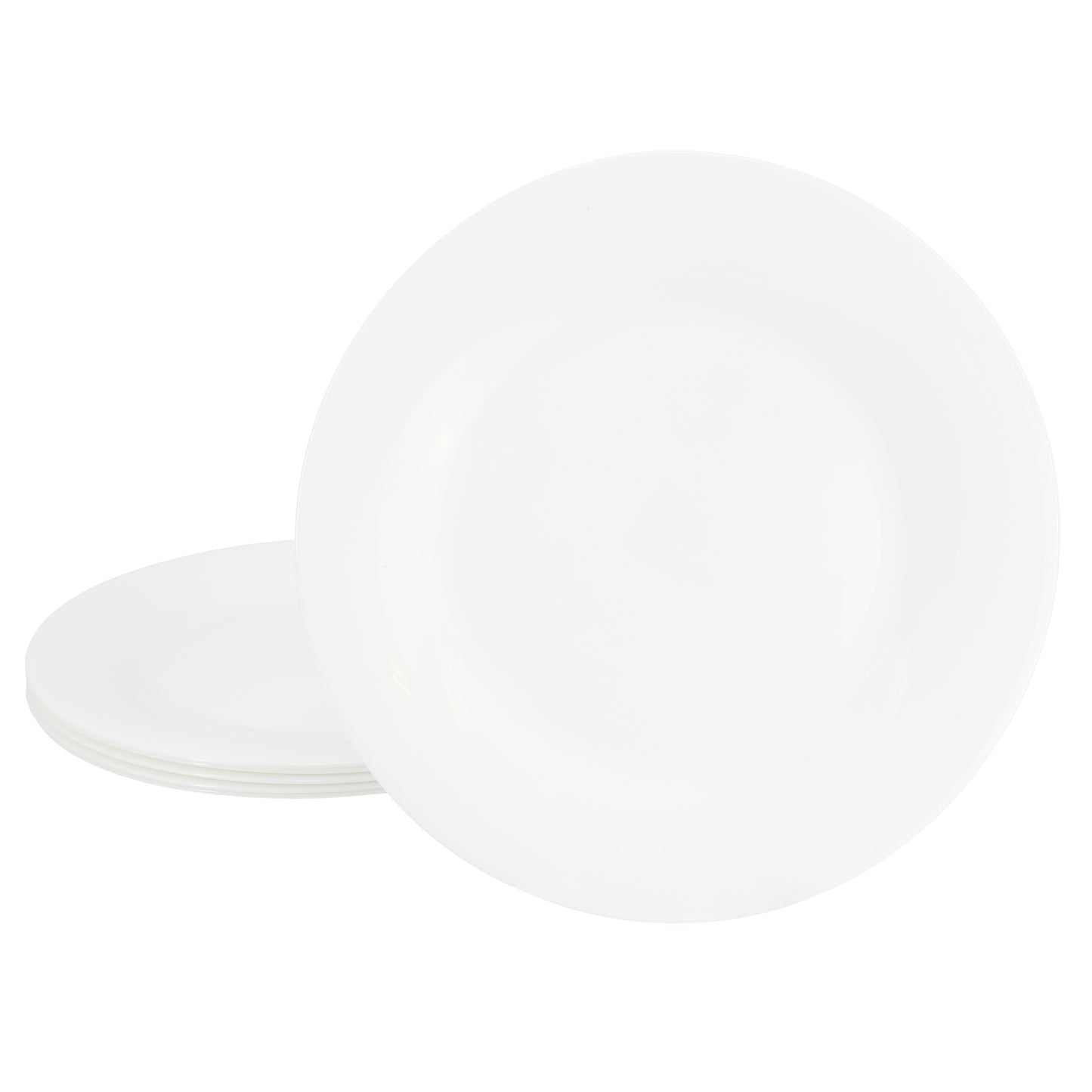 Gibson Ultra White Shadow 6 Piece 10" Opal Glass Dinner Plate Set in White