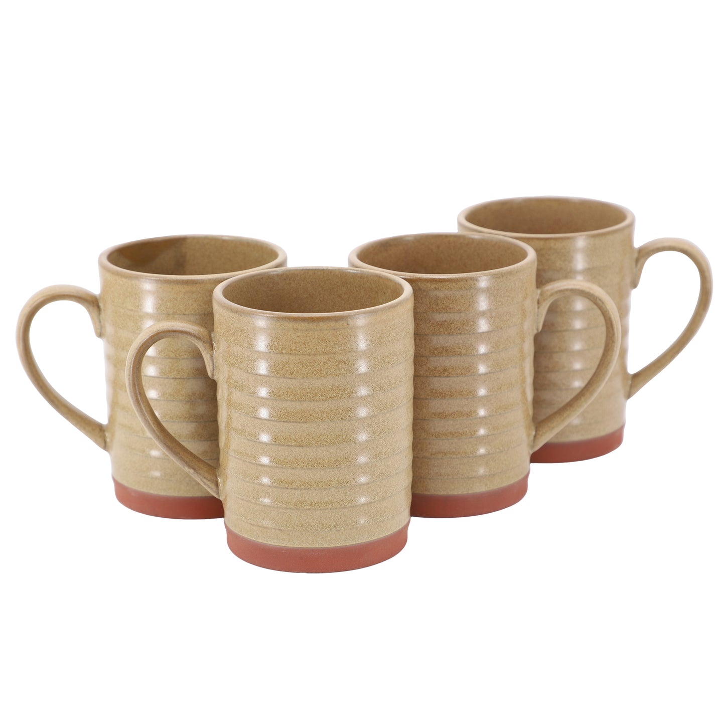 Gibson Home Terra Bella 4 Piece 18.5 oz Terracotta Mug Set in Sandstone