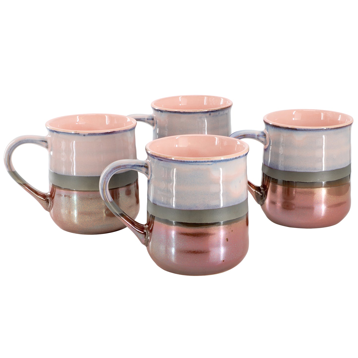 Gibson Home Copper Tonal 4 Piece 18 oz Stoneware Cup Set in Mauve