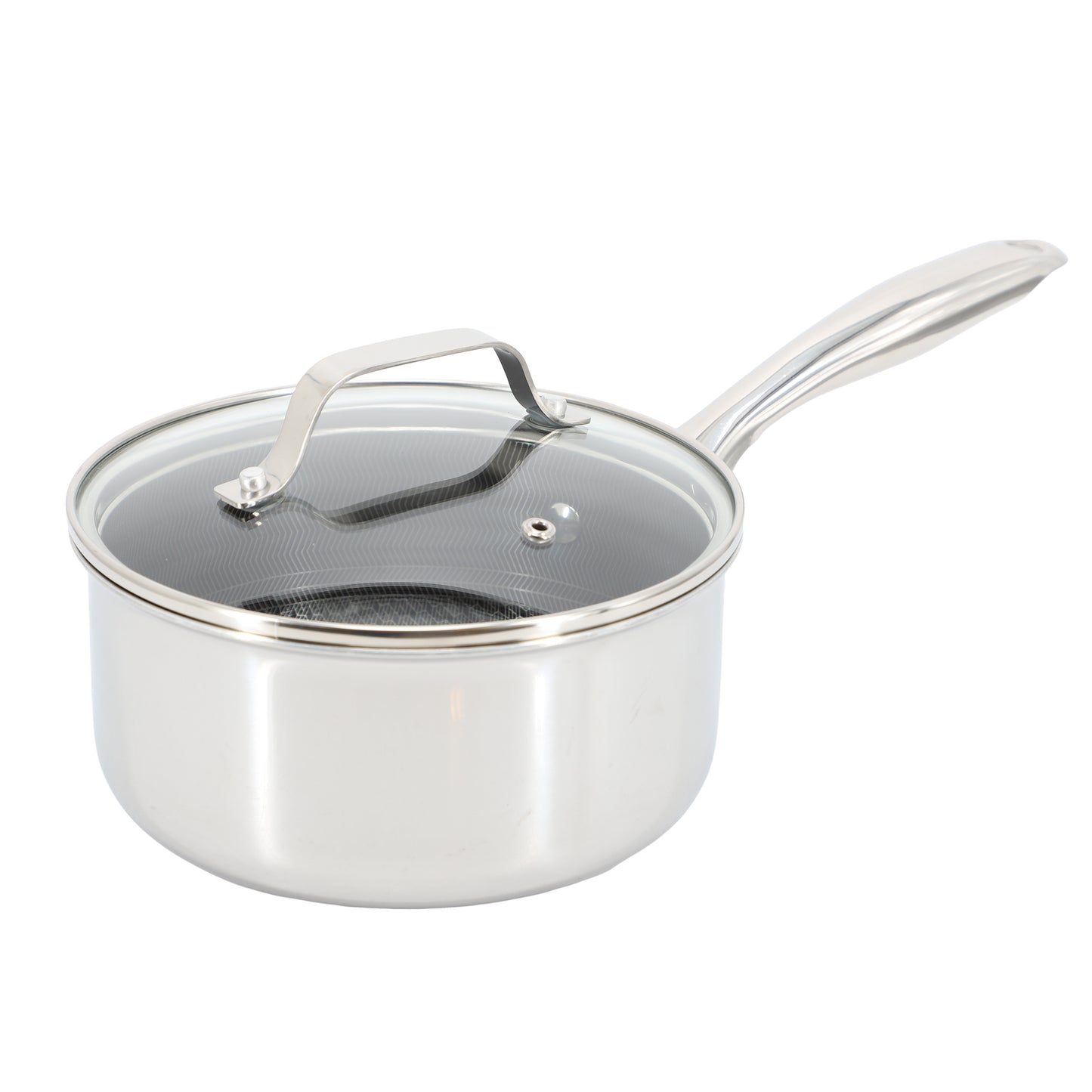 Oster Modessa 2.5 Qt Nonstick Triply Stainless Steel Saucepan & Lid w Honeycomb