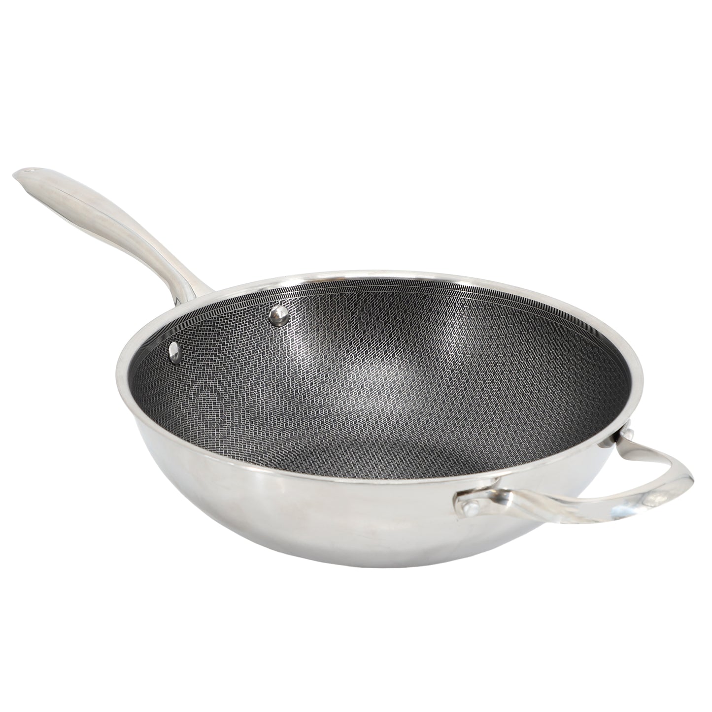 Oster Modessa 11" Nonstick Triply Stainless Steel Wok w Honeycomb Design in Sil