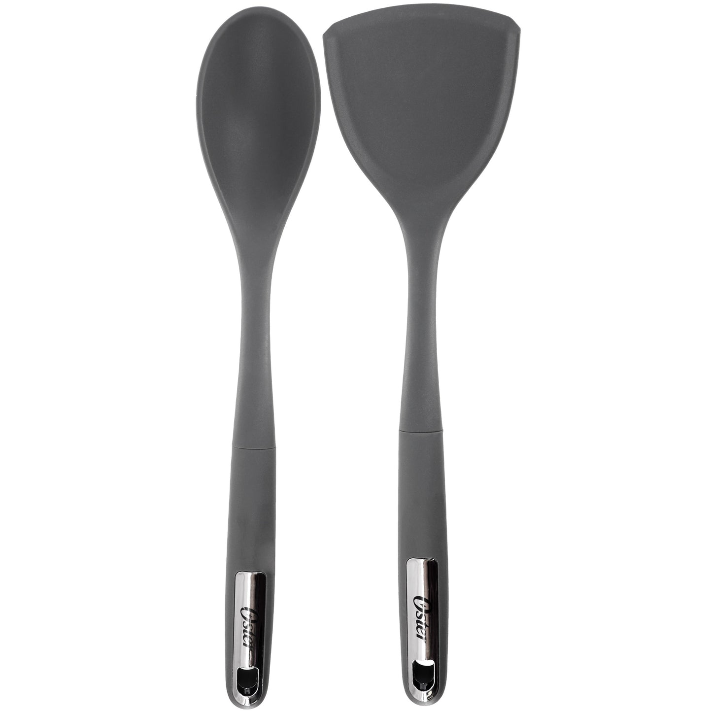 Oster Ridgecrest 2 Piece Silicone Kitchen Tool Serving Spoon & Turner Set in Gr