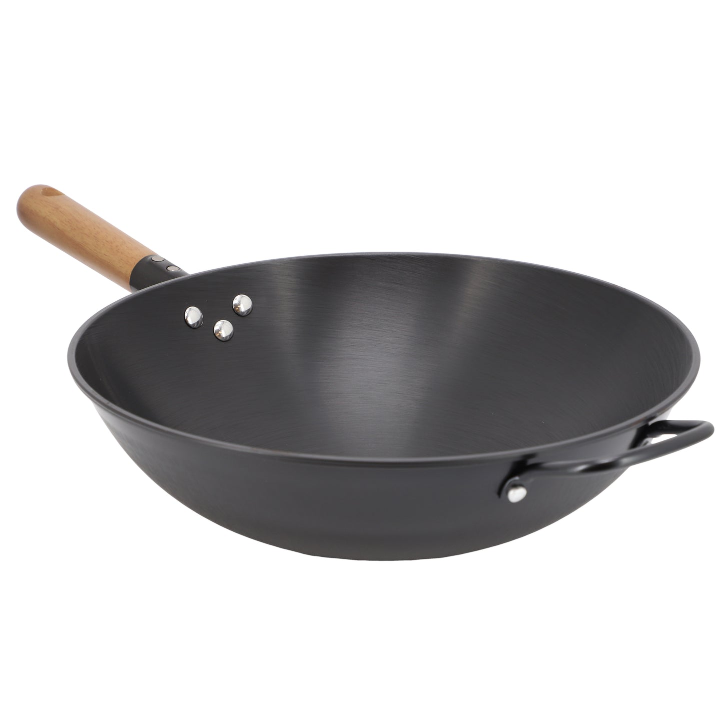 Gibson Home Welton 13.5" Carbon Steel Wok w Wood Handle in Black