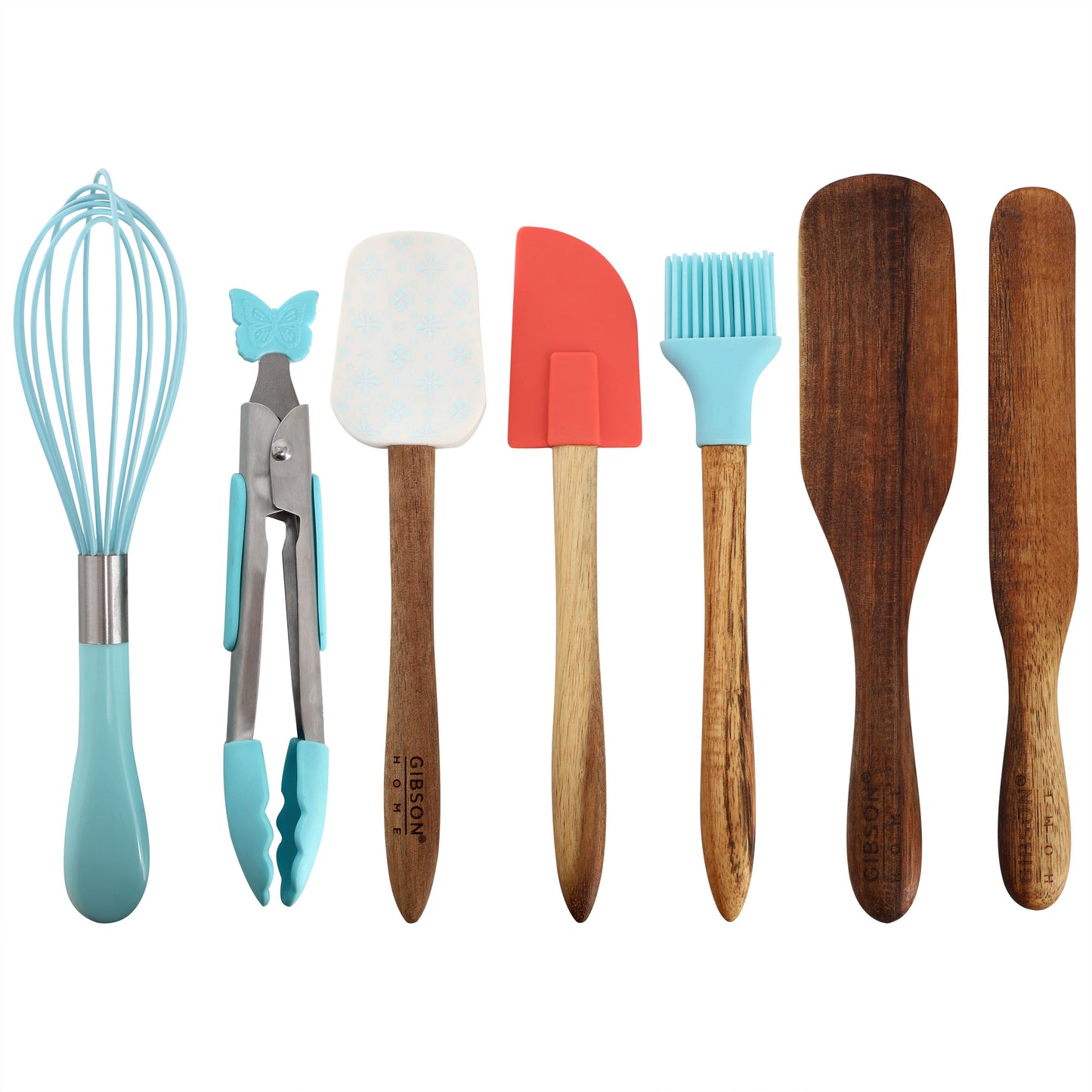 Gibson Home General Store 7 Piece Acacia Wood & Silicone Mini Kitchen Tool Set M
