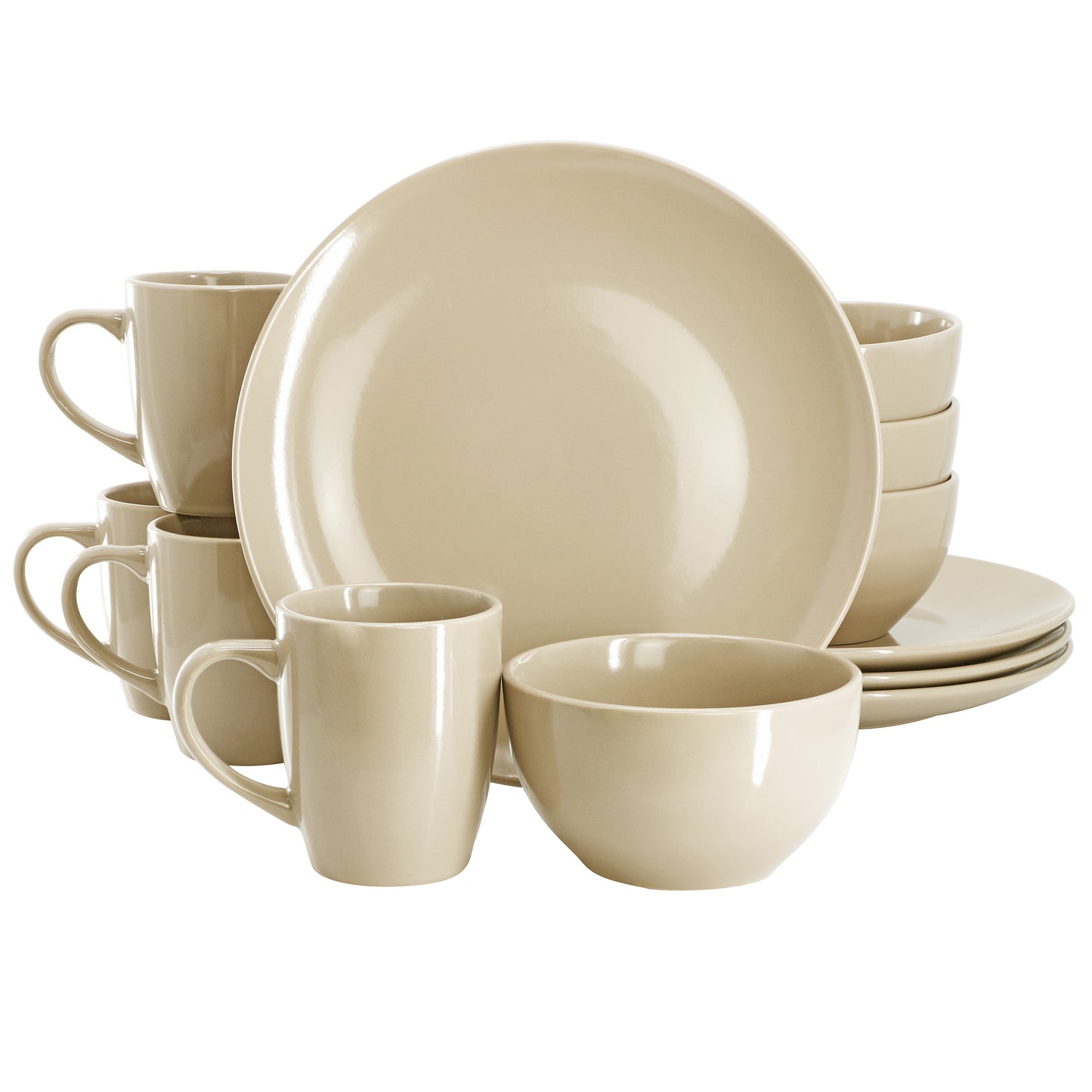 Gibson Home Everyday Plus 12 Piece Stoneware Dinnerware Set Cream