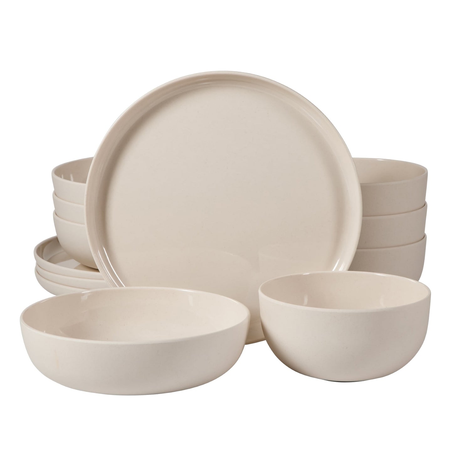 Gibson Home Candy Skies 12 Piece Wheat Straw Melamine Dinnerware Set Taupe