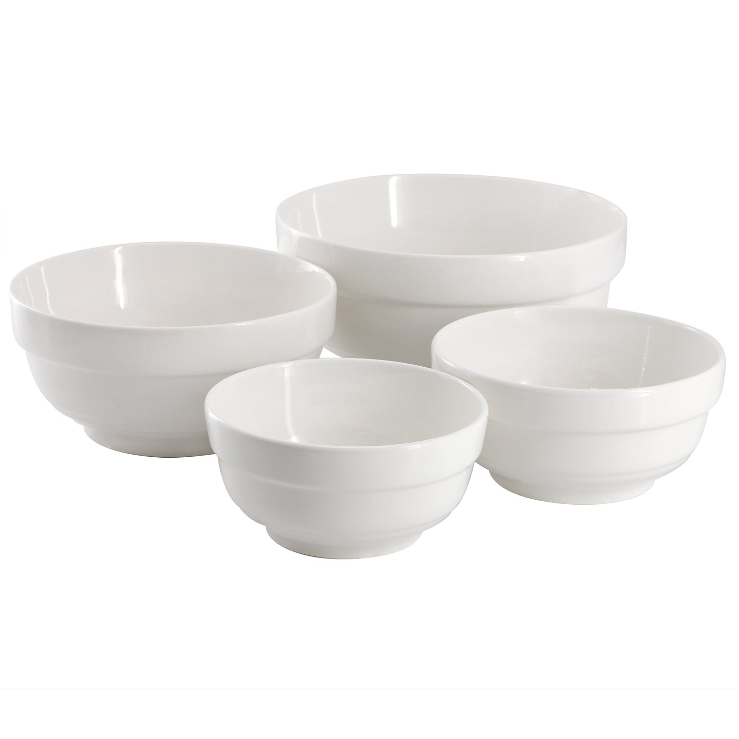 Gibson Home Great Essentials 4 Piece Fine Ceramic Serving Bowl Set in White