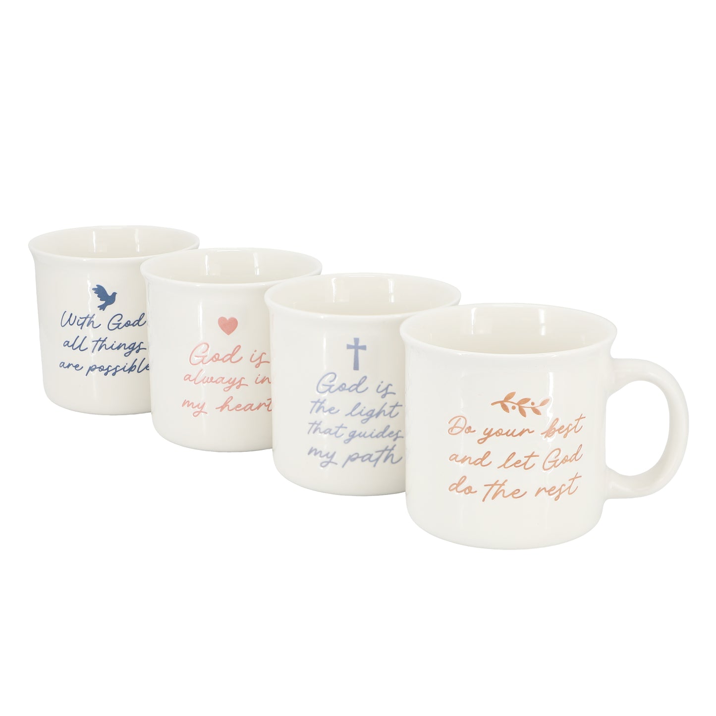 Gibson Home Daily Wisdom 4 Piece Assorted 21 oz Stoneware Mug Set White