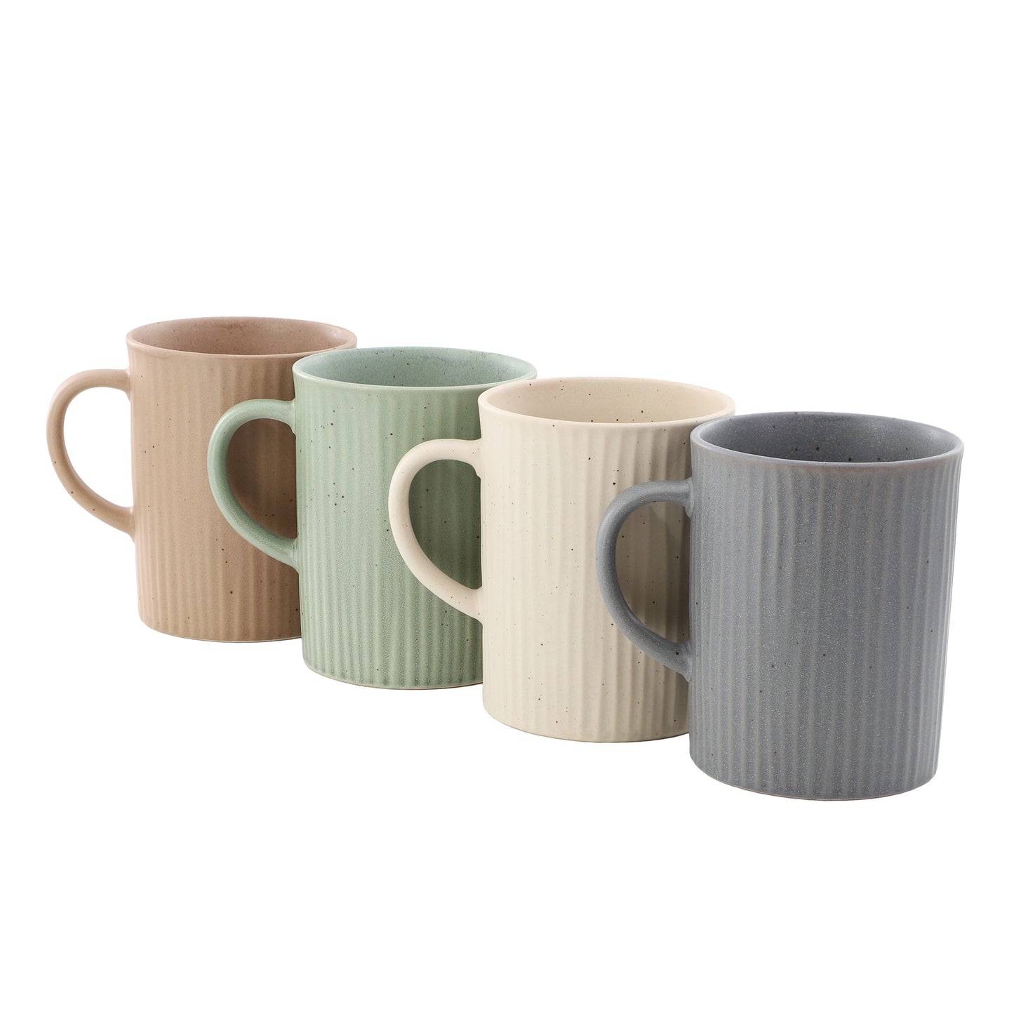 Gibson Home Evening Stroll 4 Piece 19 oz Stoneware Ribbed Mug Set Assorted Color