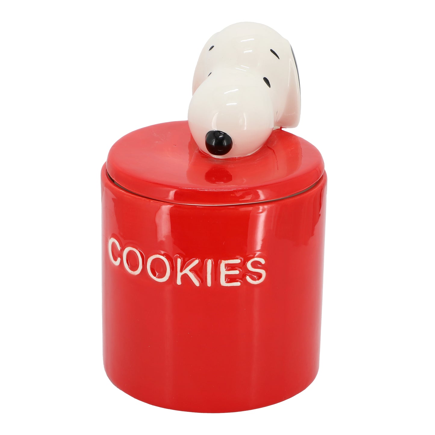 Peanuts Hello Cookies 8.2" Ceramic Snoopy Cookie Jar w/ Lid in Red