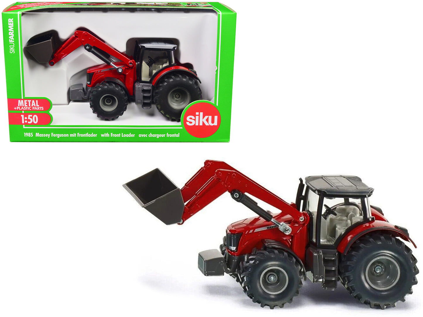 Massey Ferguson 8690 Tractor w Front Loader Red 1/50 Diecast Model Siku