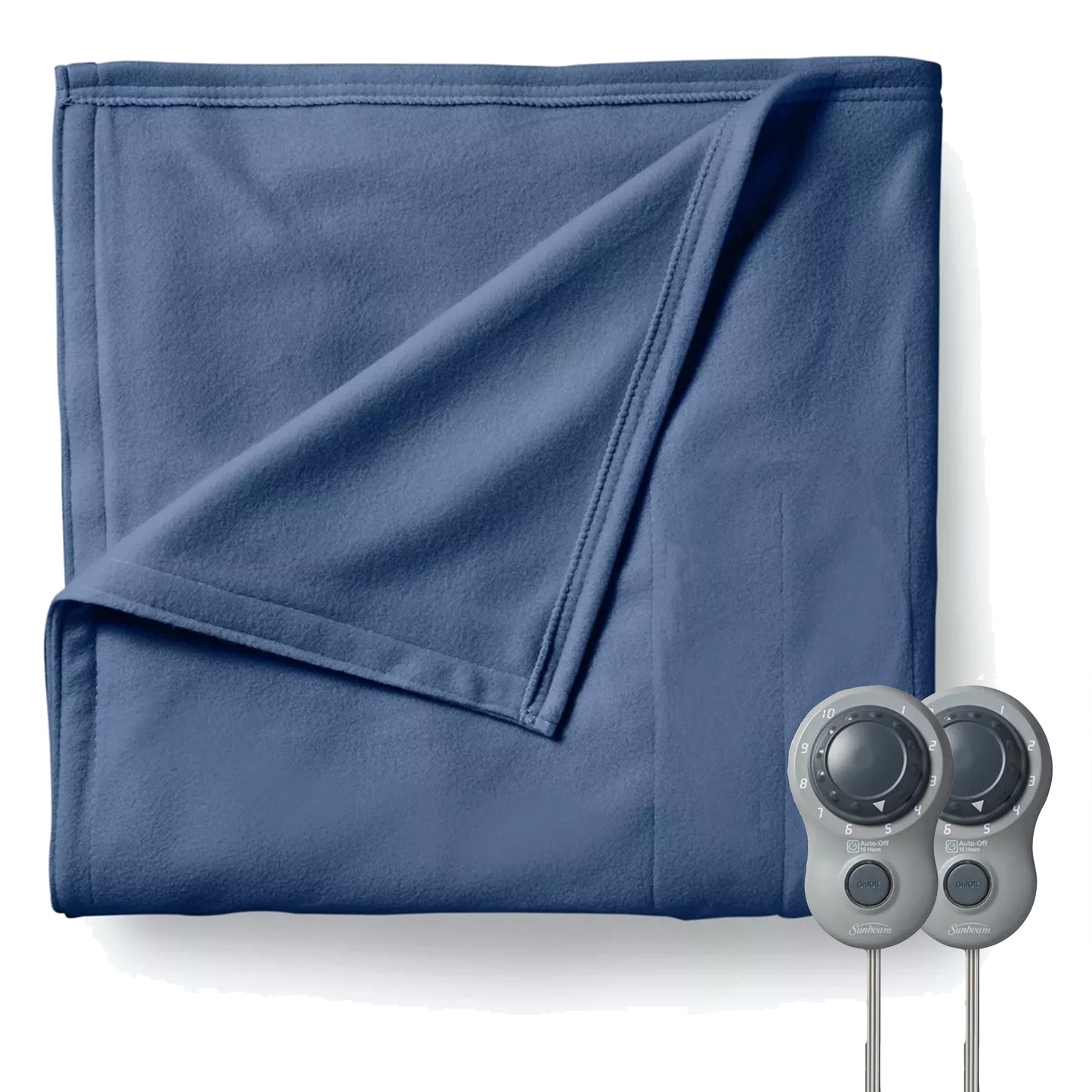 Sunbeam Queen Size Electric Fleece Heated Blanket in Blue w Dual Zone