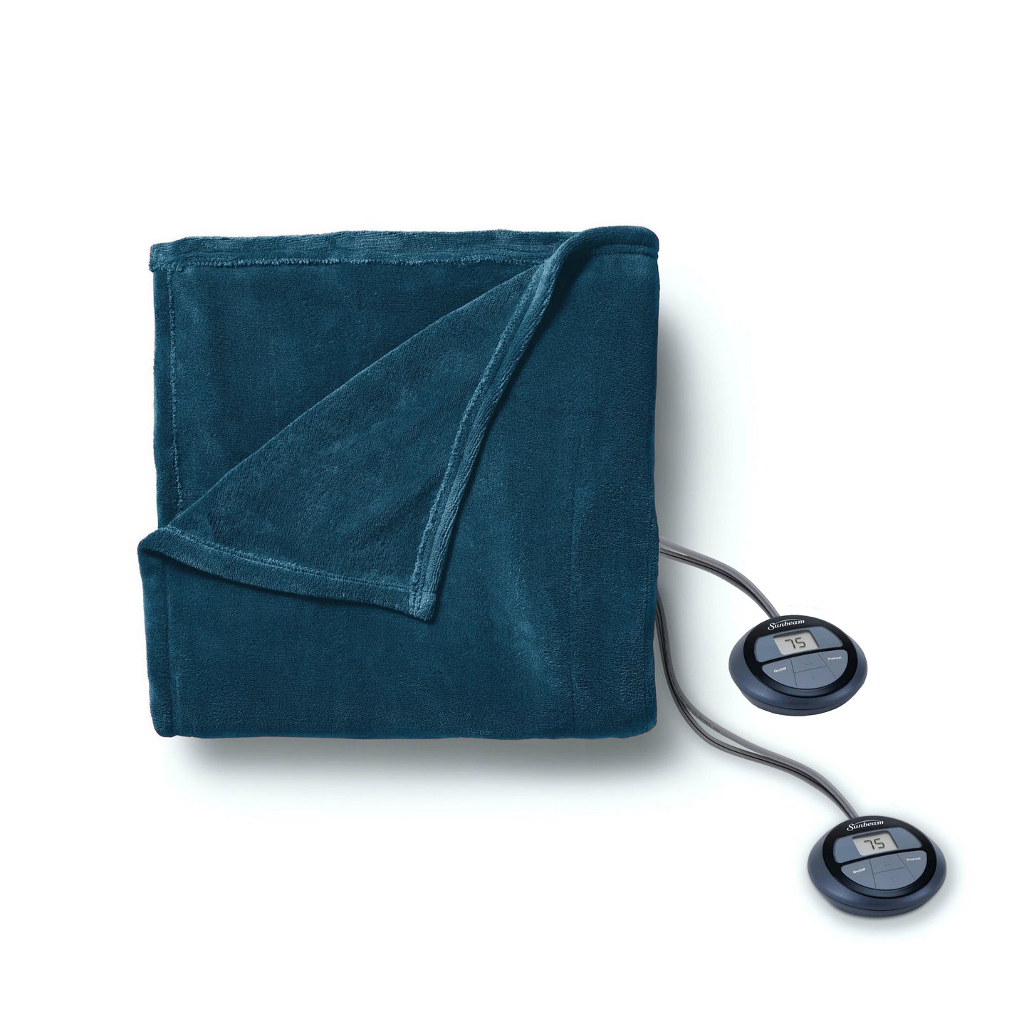 Sunbeam Queen Electric Heated MicroPlush Blanket Lagoon w Dual Digital Display C