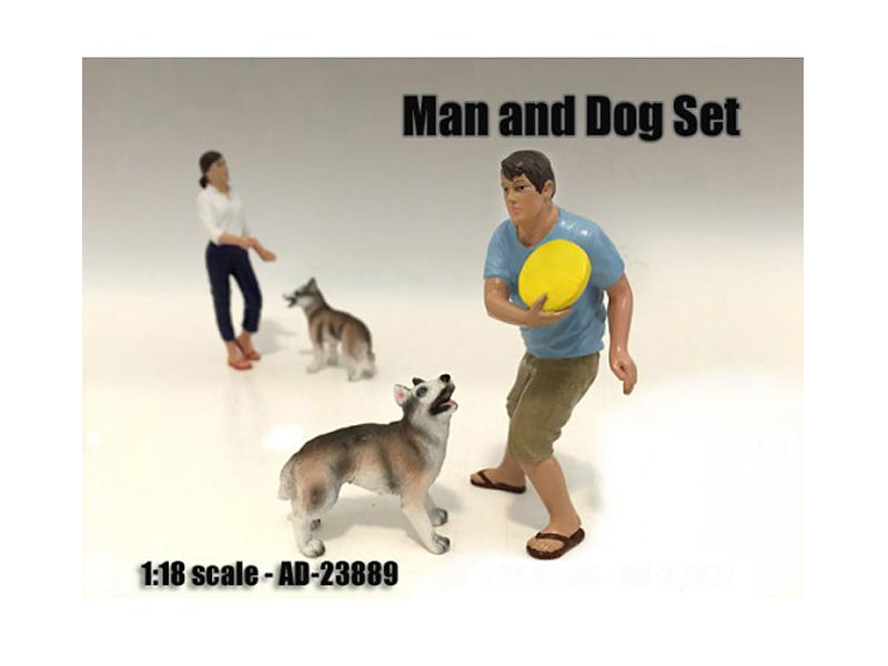Man Dog 2 Piece Figure Set For 1:18 Scale Models American Diorama