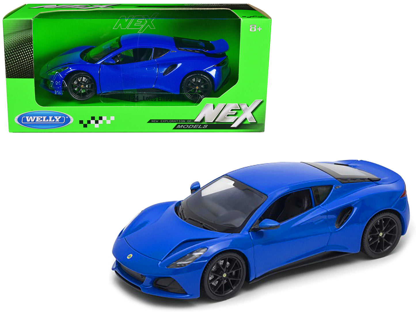 Lotus Emira Blue Metallic NEX Models Series 1/24 Diecast Car Welly