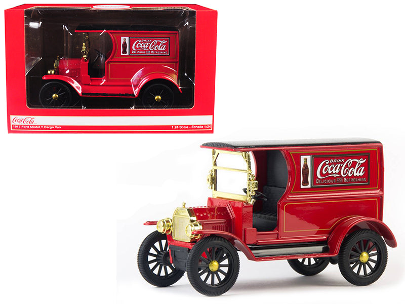 1917 Ford Model T Cargo Van Coca-Cola Red w Black Top 1/24 Diecast Model Car Mot