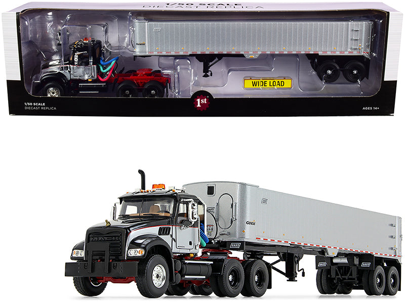 Mack Granite MP Tandem-Axle Day Cab w East Genesis End Dump Trailer Black Silve