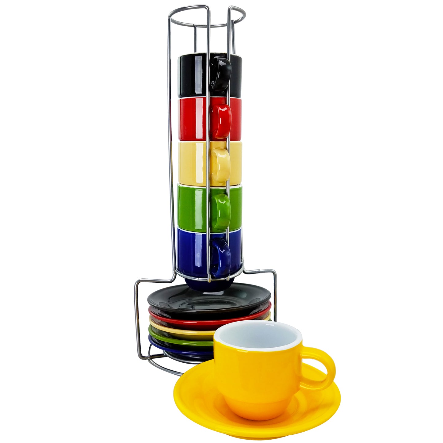 Gibson Sensations 13 Piece Stackable Non-Toxic Ceramic Small Espresso Cup Set w
