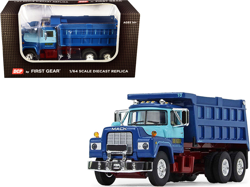 Mack R Model Tandem Axle Dump Truck Sid Kamp Dark Blue Light Blue 1/64 Diecast