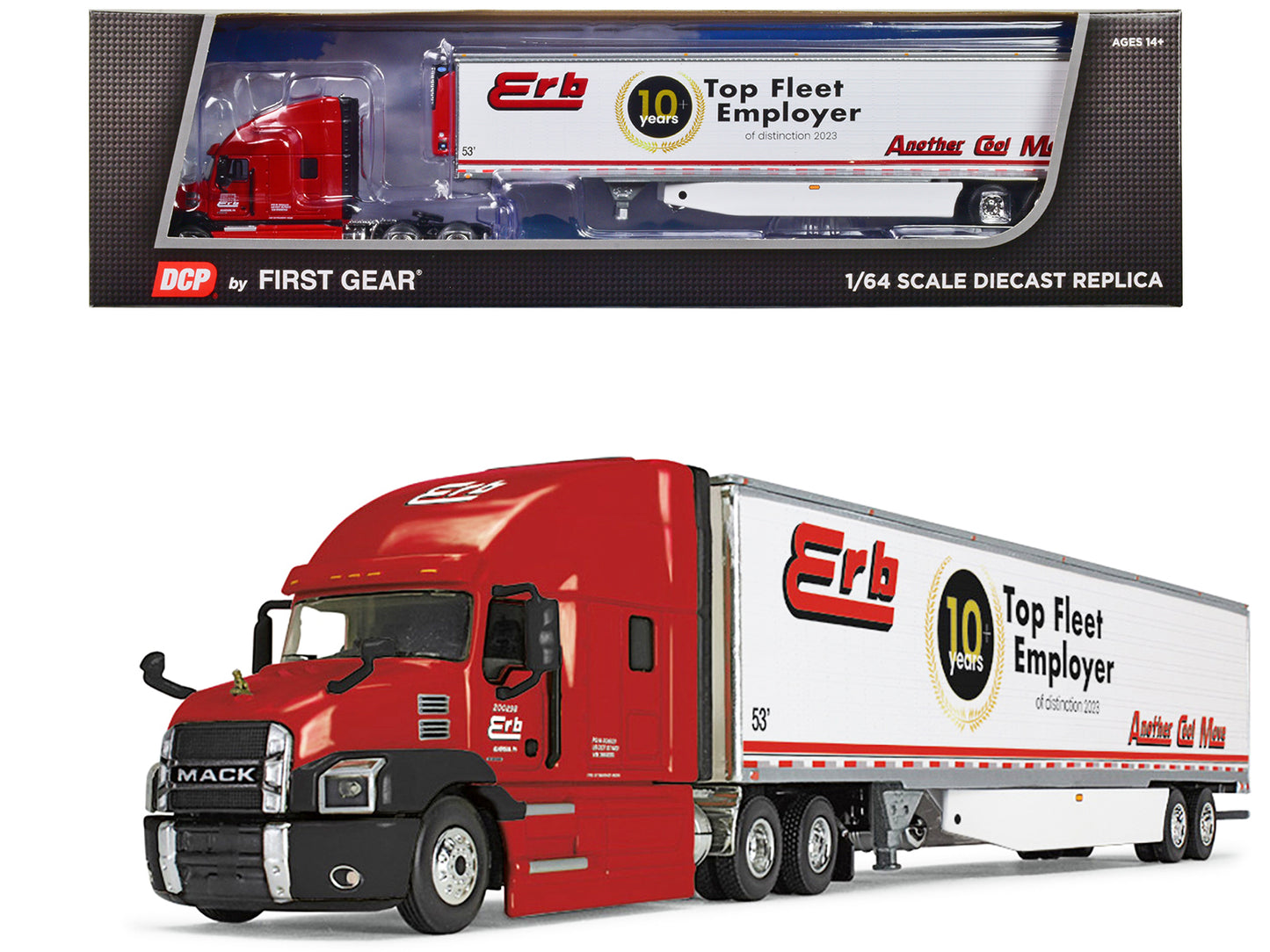 Mack Anthem Sleeper Cab Red w Utility Ribbed Sided Refrigerated Trailer Erb Tran