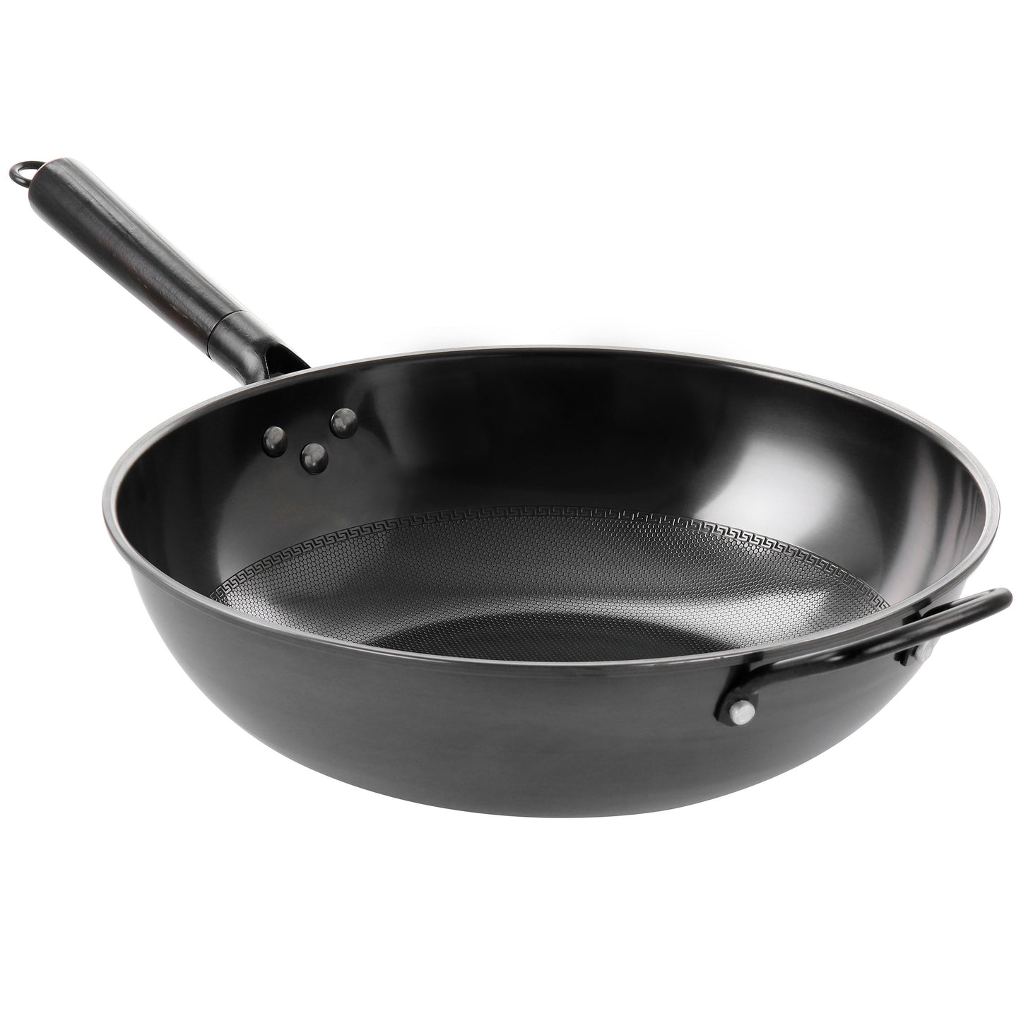 Gibson Home Debossed 13" Heavy Gauge Carbon Steel Wok in Black
