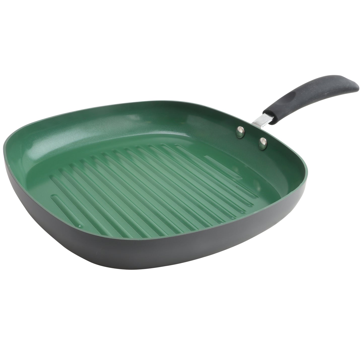 Eco-Friendly Home Hummington 11" Green Ceramic Non-Stick Grill Pan in Matte Grey