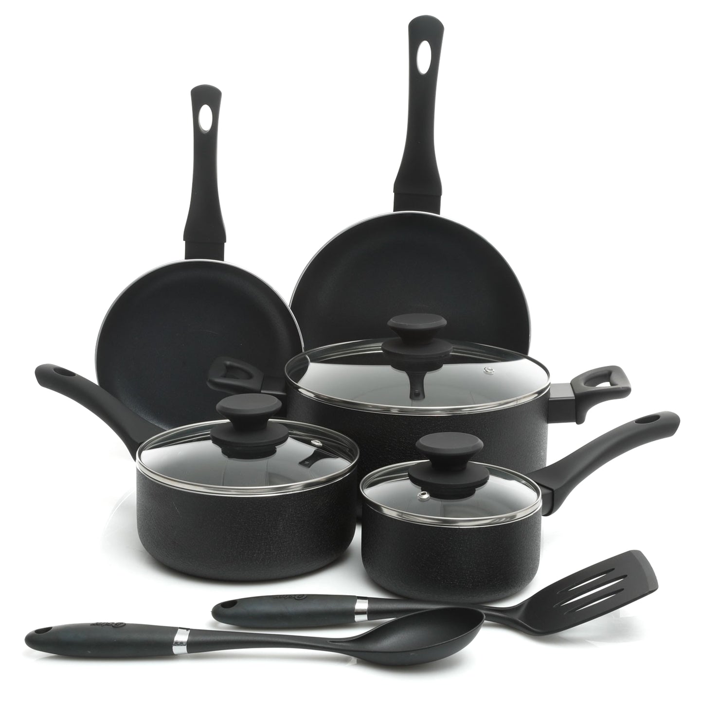 Oster Ashford 10 pc Aluminum Nonstick Cookware Set in Black