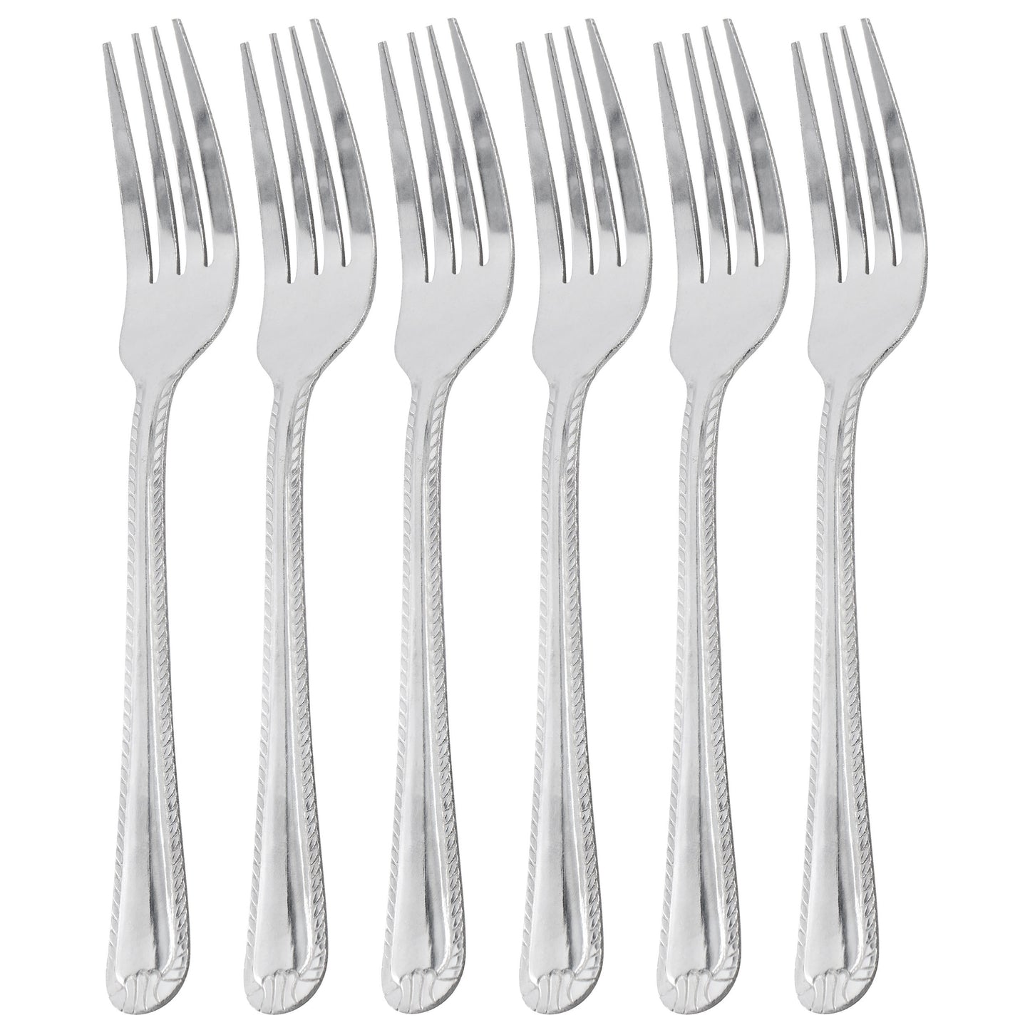 Gibson Home Tustin 6 Piece Stainless Steel Dinner Fork Flatware Set in Silver