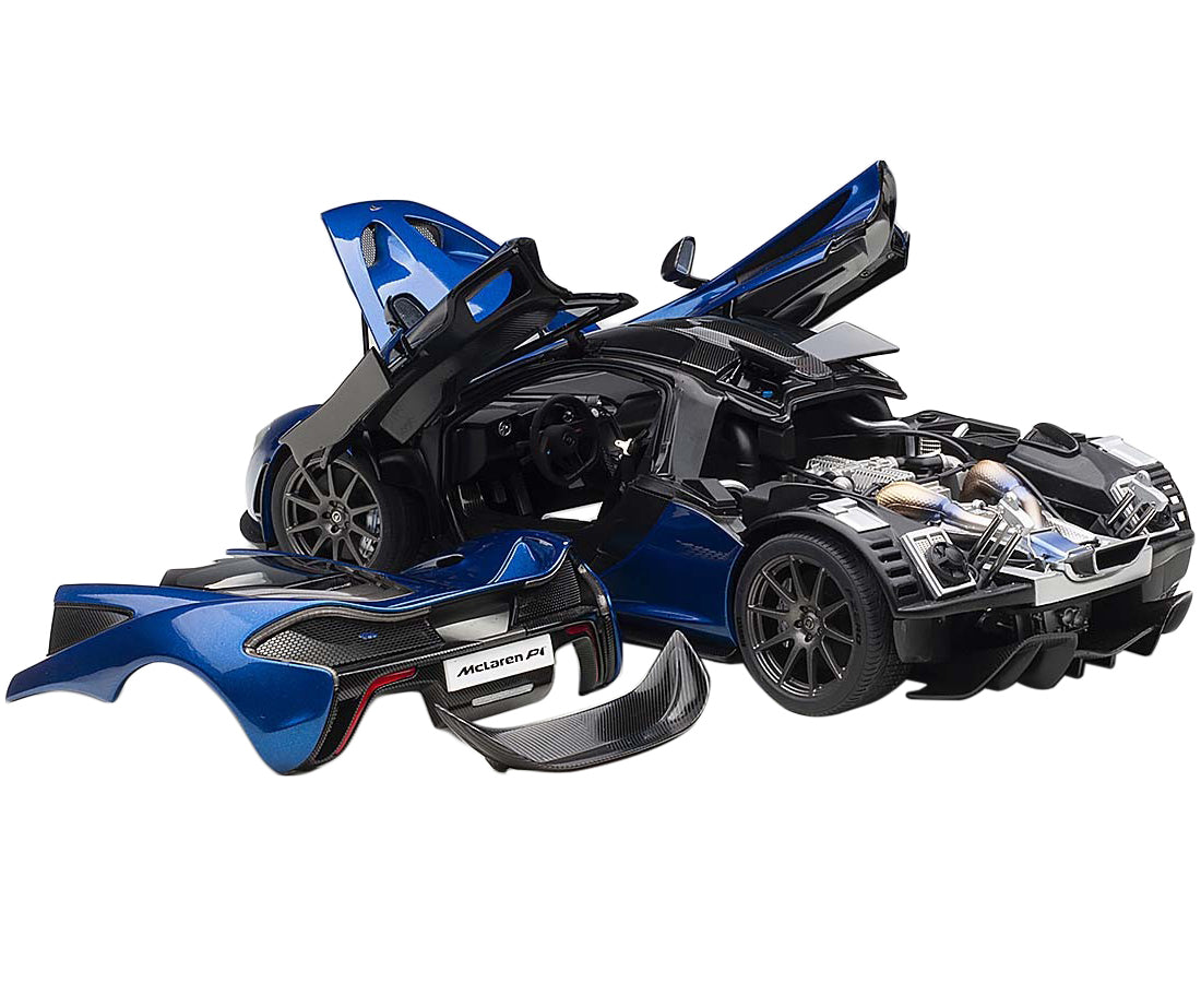 Mclaren P1 Azure Blue / Metallic Dark Blue Carbon Fiber 1/18 Model Car Autoart