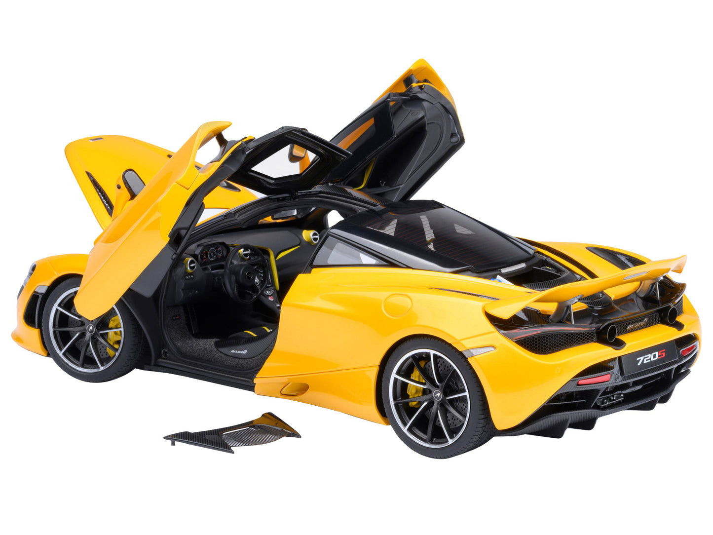 McLaren 720S Volcano Yellow w Black Top & Carbon Accents 1/18 Model Car Autoart