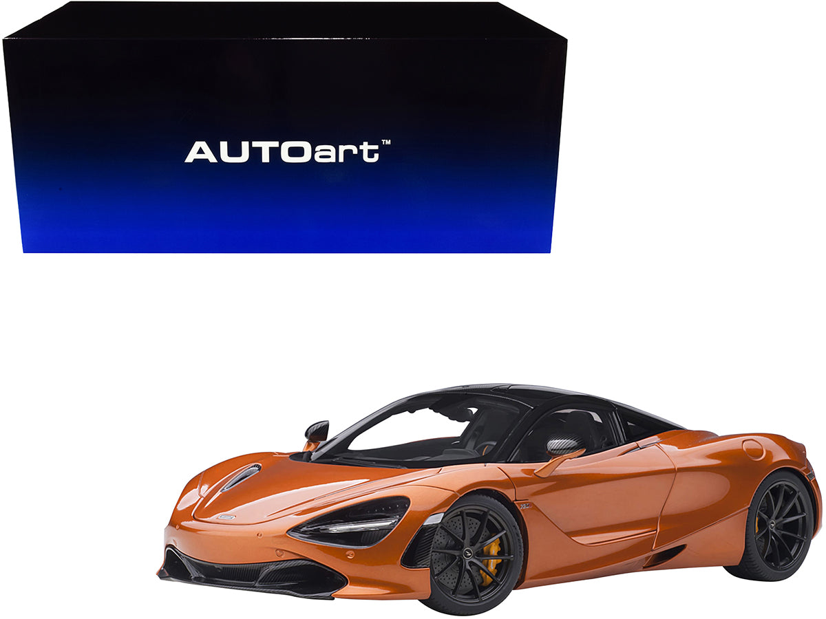 McLaren 720S Azores Orange Metallic w Black Top Carbon Accents 1/18 Model Car A