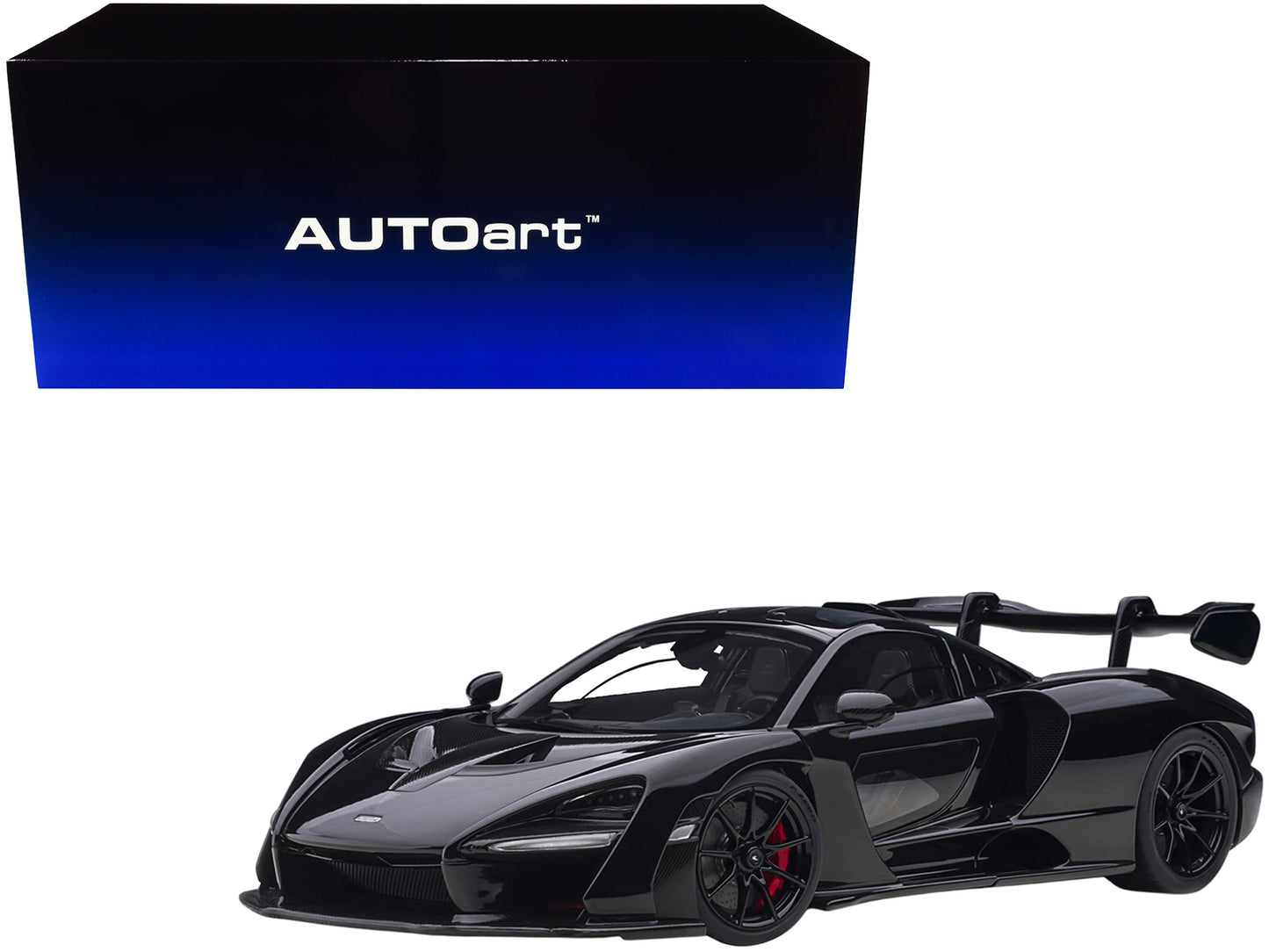 Mclaren Senna Stealth Cosmos Black w Carbon Accents 1/18 Model Car Autoart