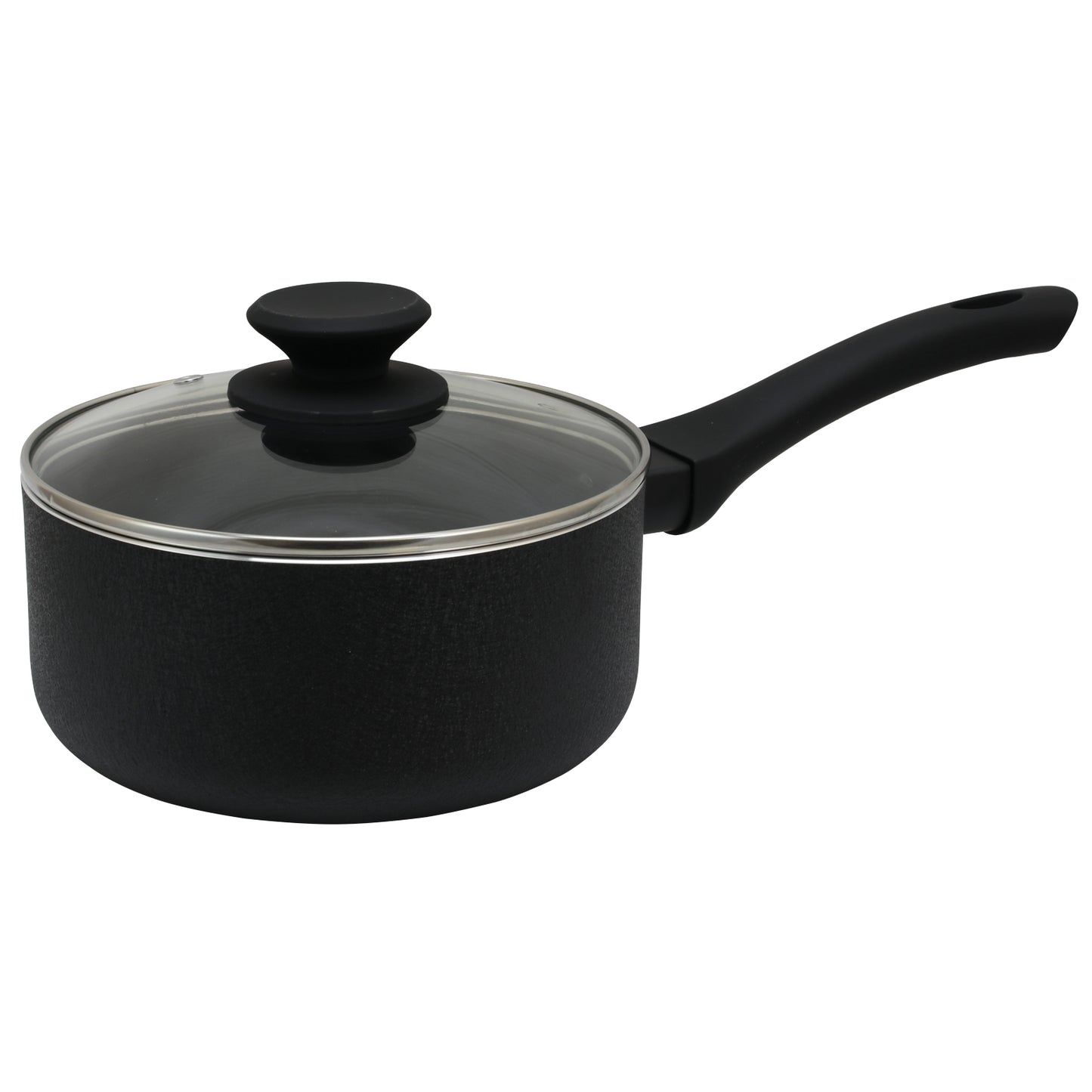 Oster Ashford 2 Quart Aluminum Nonstick Sauce Pan w Tempered Glass Lid in Black