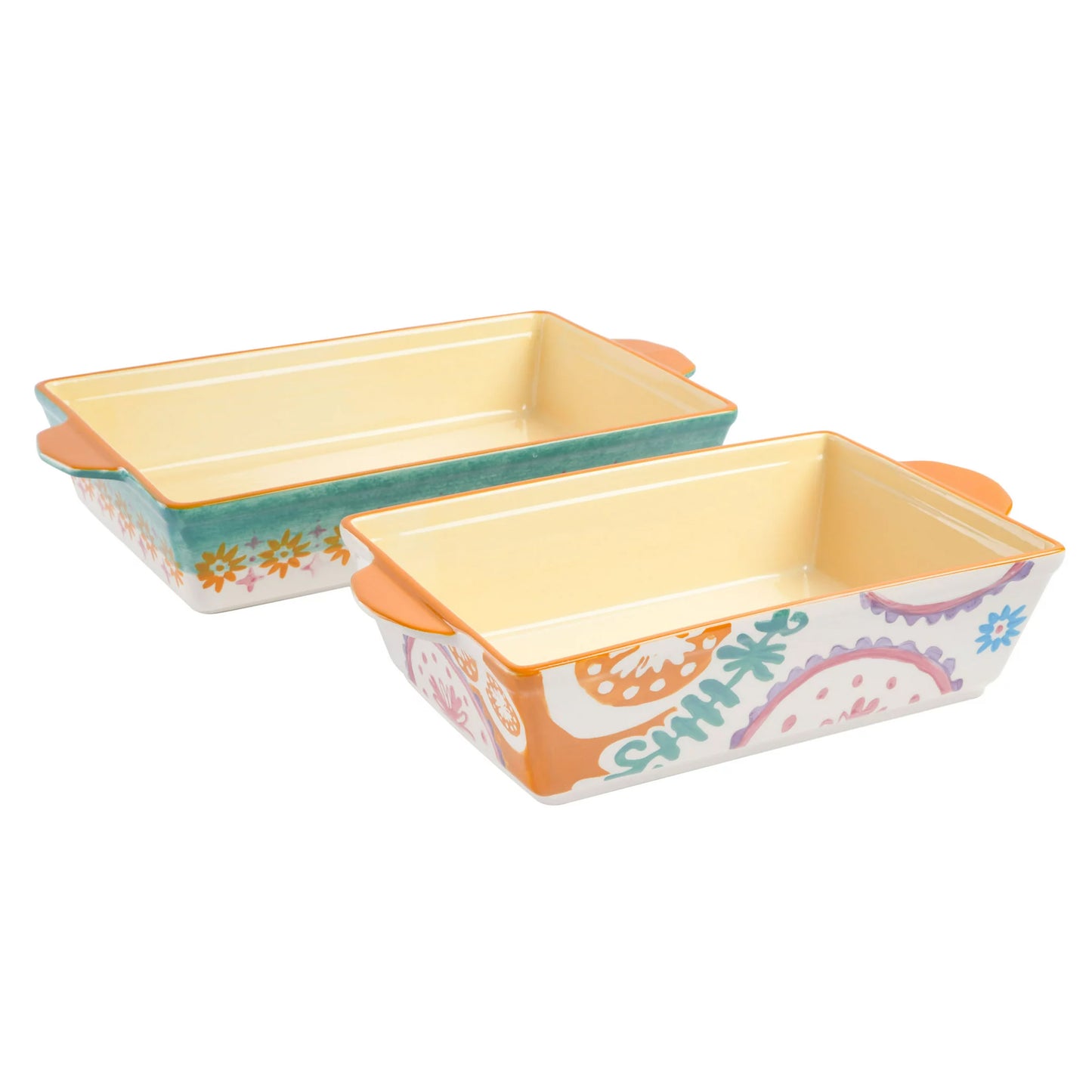 Spice By Tia Mowry 2 Piece 3.1 & 4.1 Quart Rectangle Stoneware Baker Set Gold