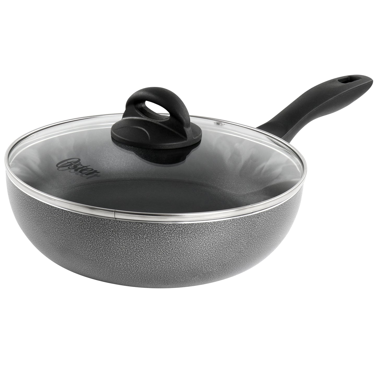 Oster Clairborne 9.5" Non Stick Aluminum Wok w Lid in Granite Grey